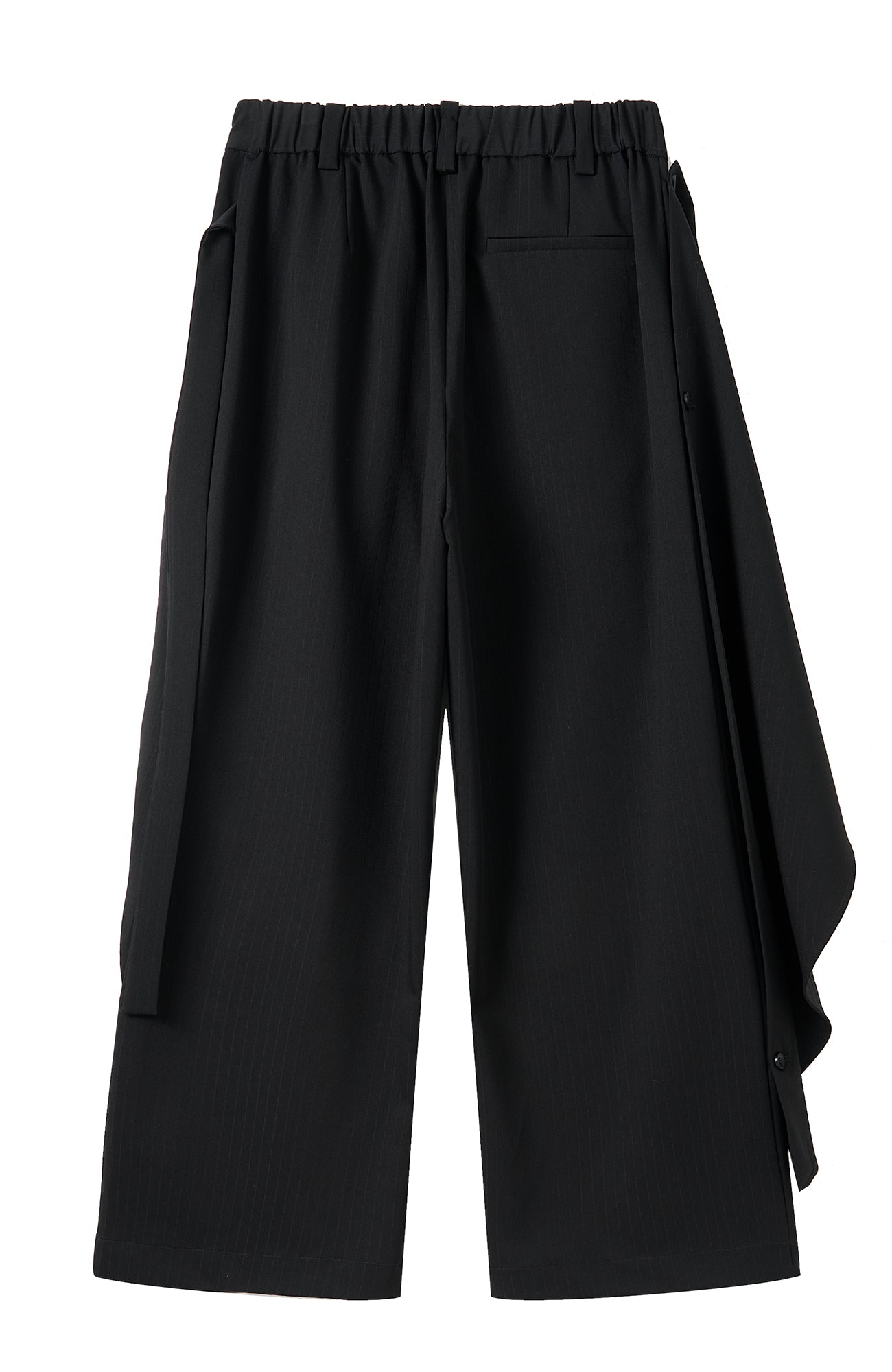 MOITIEDEPETALE Detachable Wrap Panel Slanted Pleat Trousers