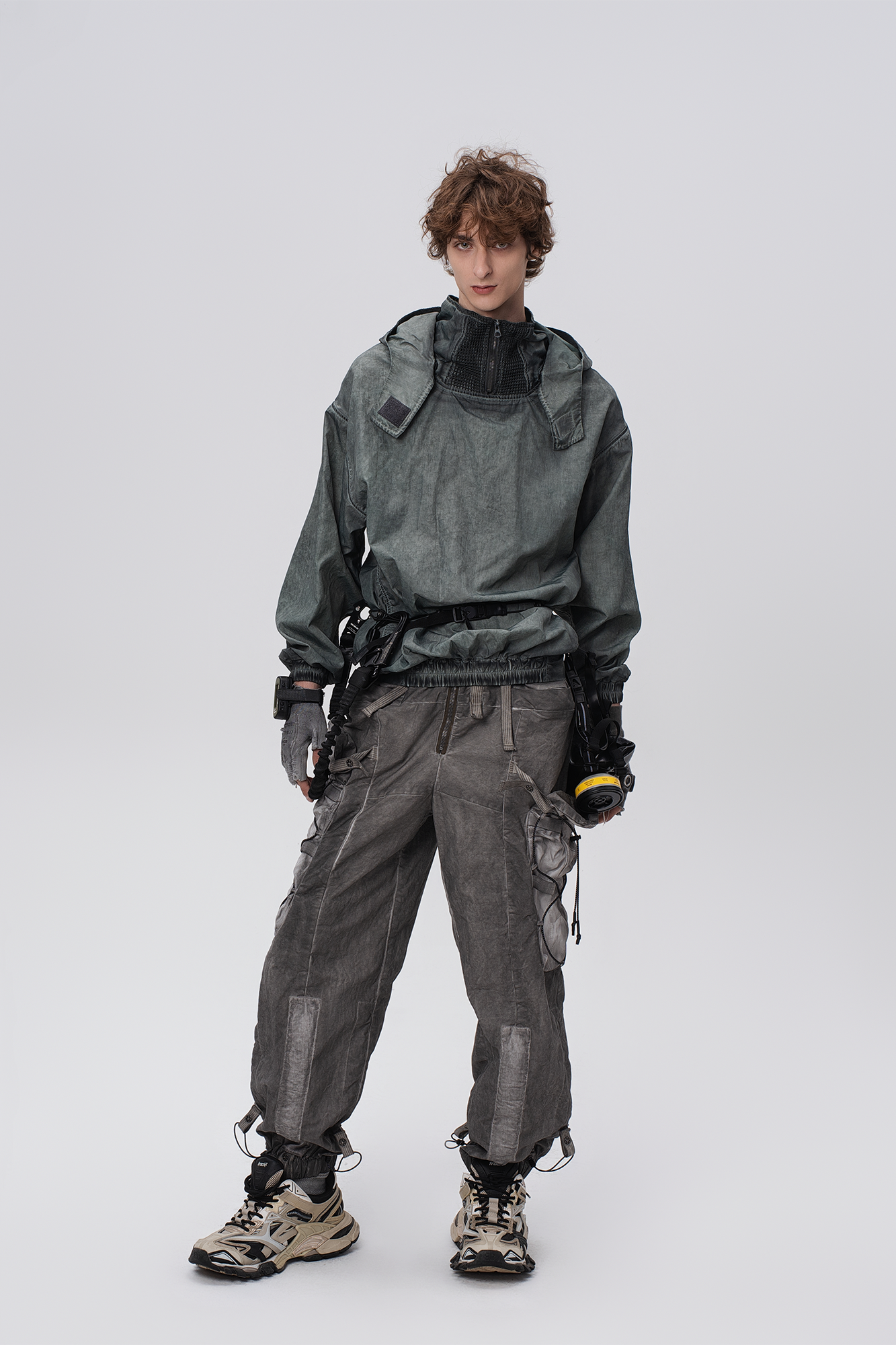STEAM Washed Multi-Pocket Detachable Waist Bag Cargo Pants