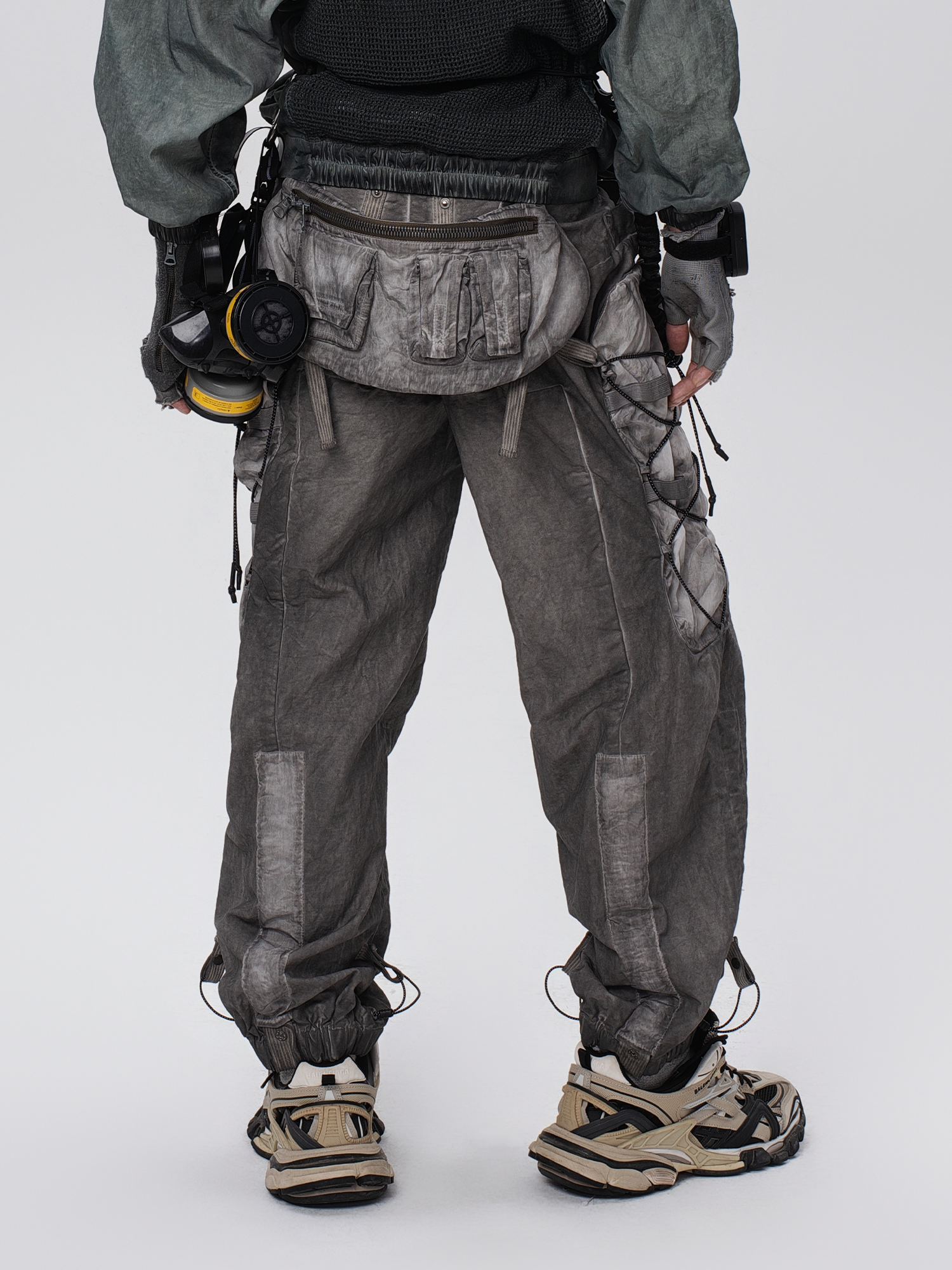 STEAM Washed Multi-Pocket Detachable Waist Bag Cargo Pants