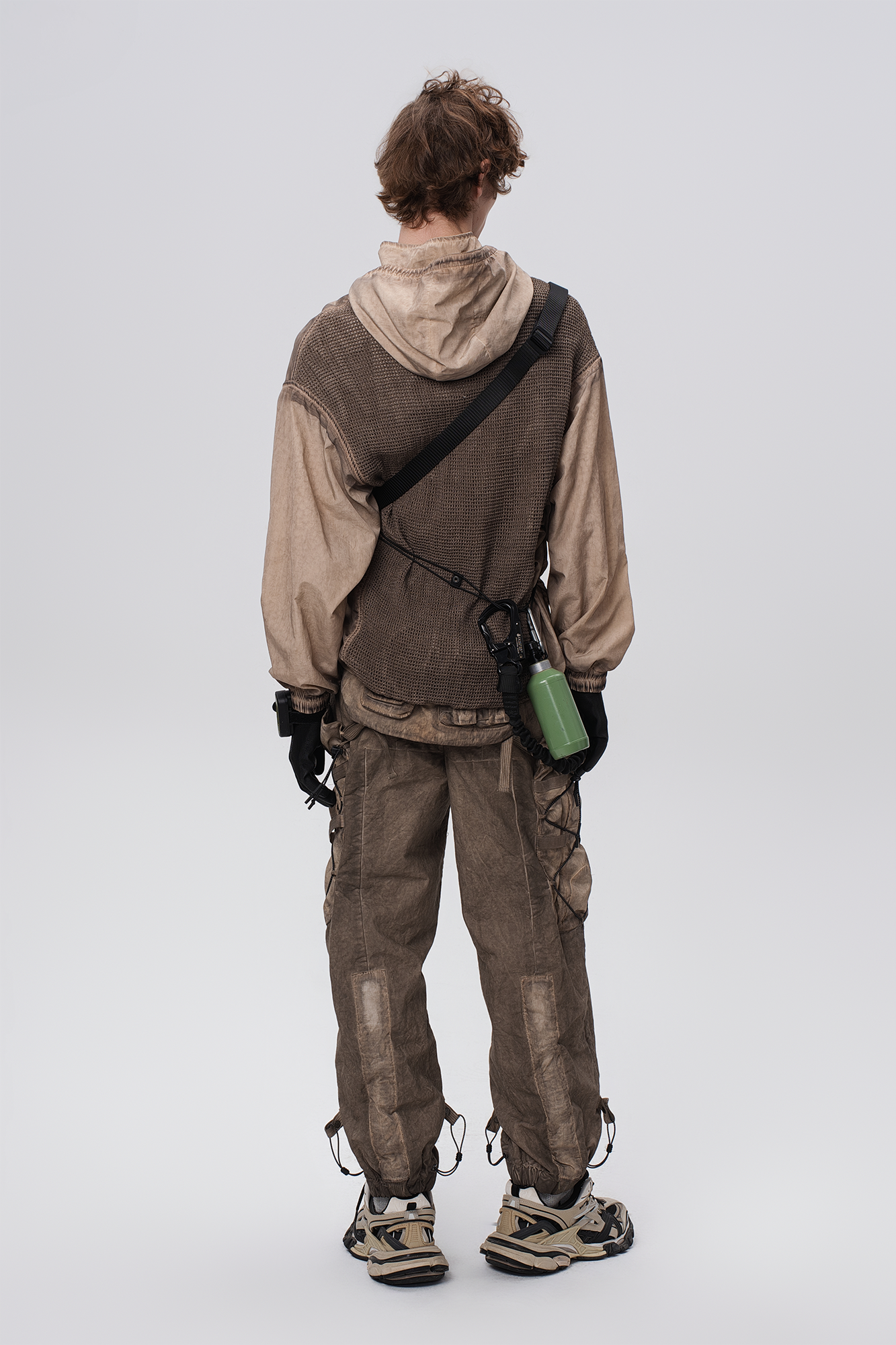 STEAM Distressed Zip-Up Detachable Hooded Jacket