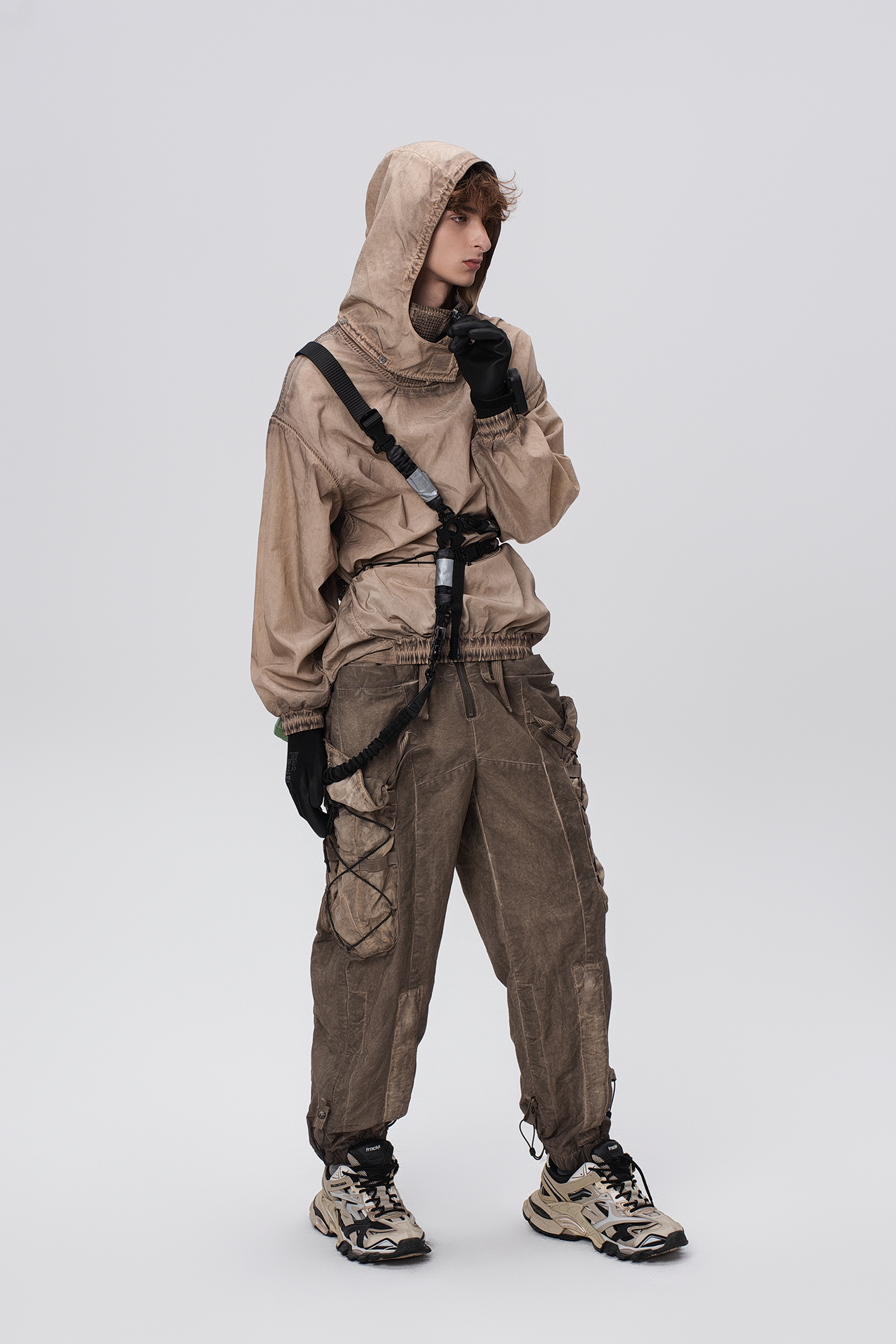 STEAM Washed Multi-Pocket Detachable Waist Bag Cargo Pants