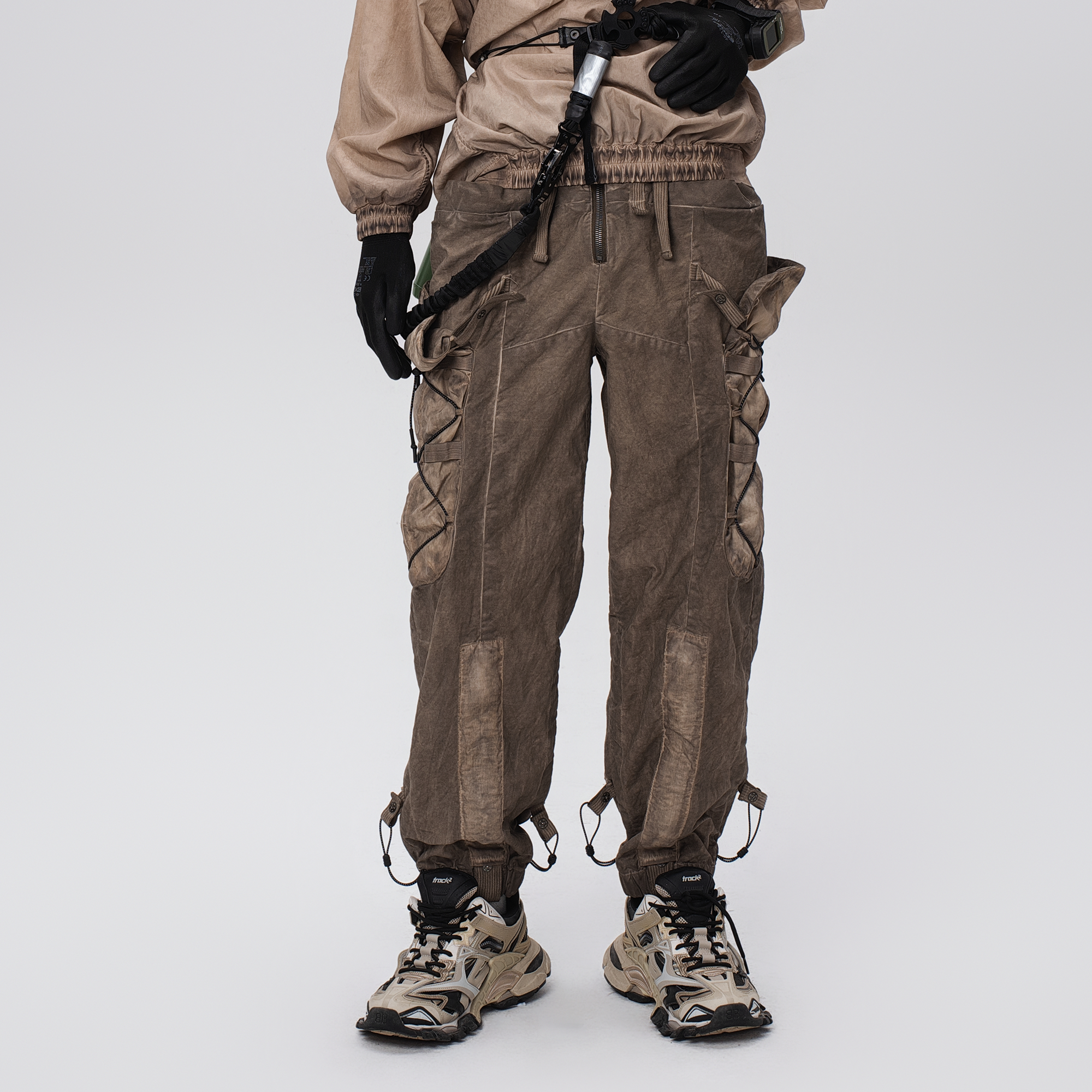 STEAM Washed Multi-Pocket Detachable Waist Bag Cargo Pants