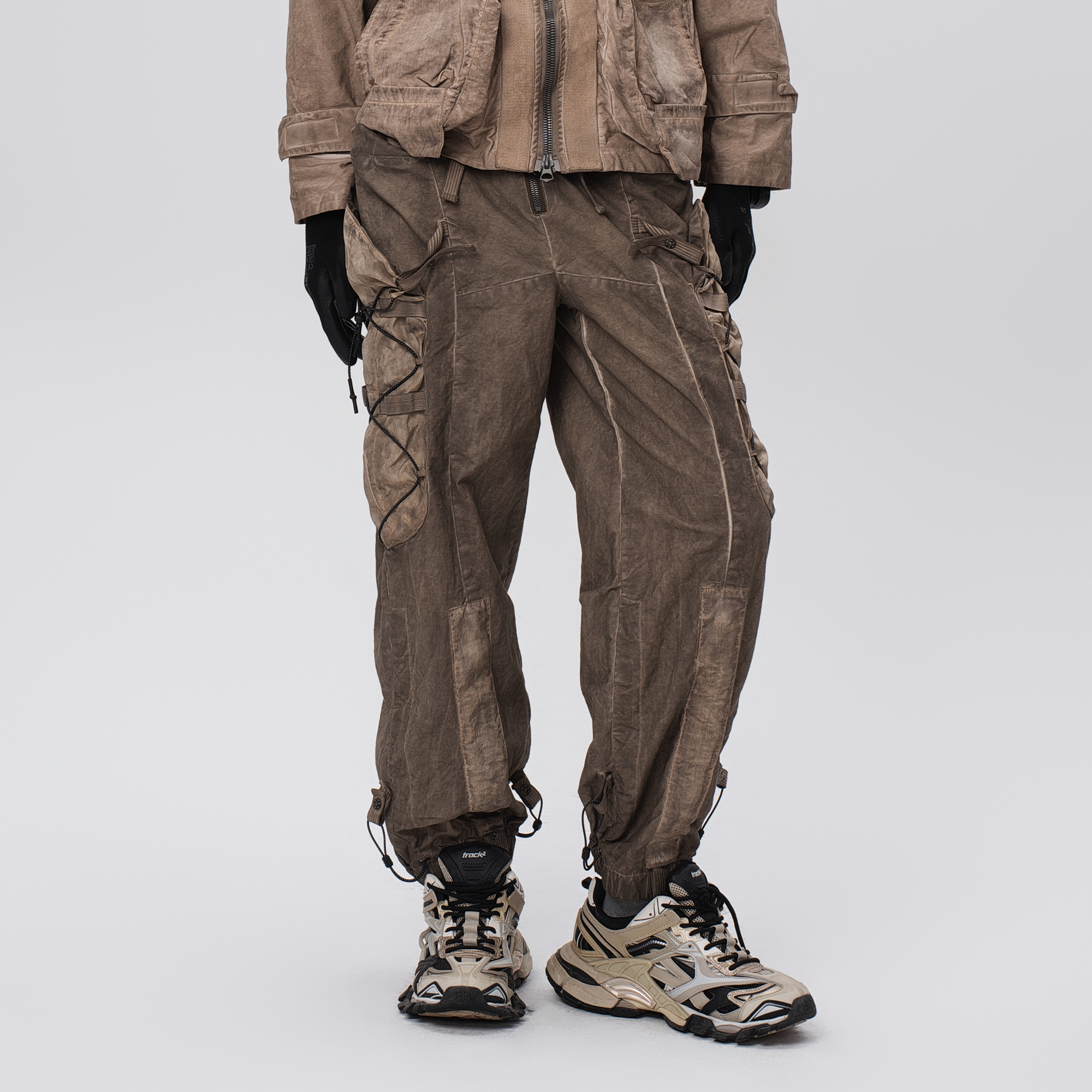STEAM Washed Multi-Pocket Detachable Waist Bag Cargo Pants