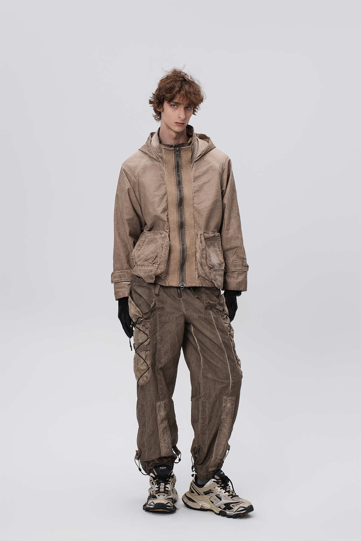 STEAM Distressed Paneled Hooded Jacket