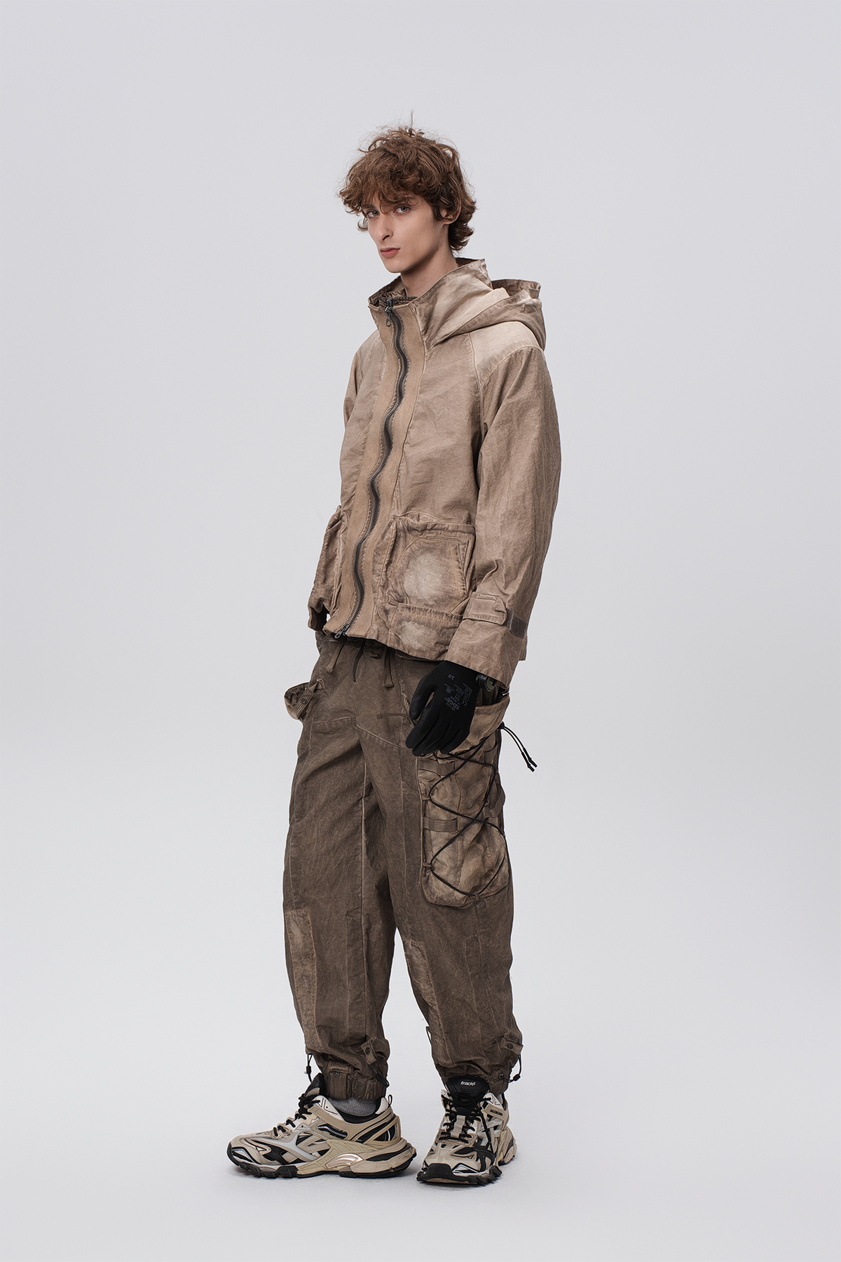 STEAM Distressed Paneled Hooded Jacket