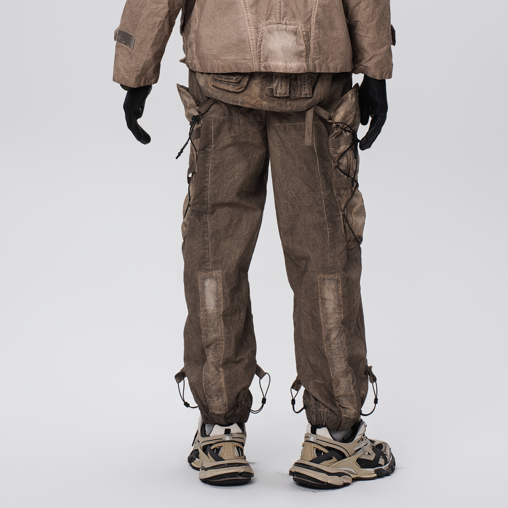 STEAM Washed Multi-Pocket Detachable Waist Bag Cargo Pants
