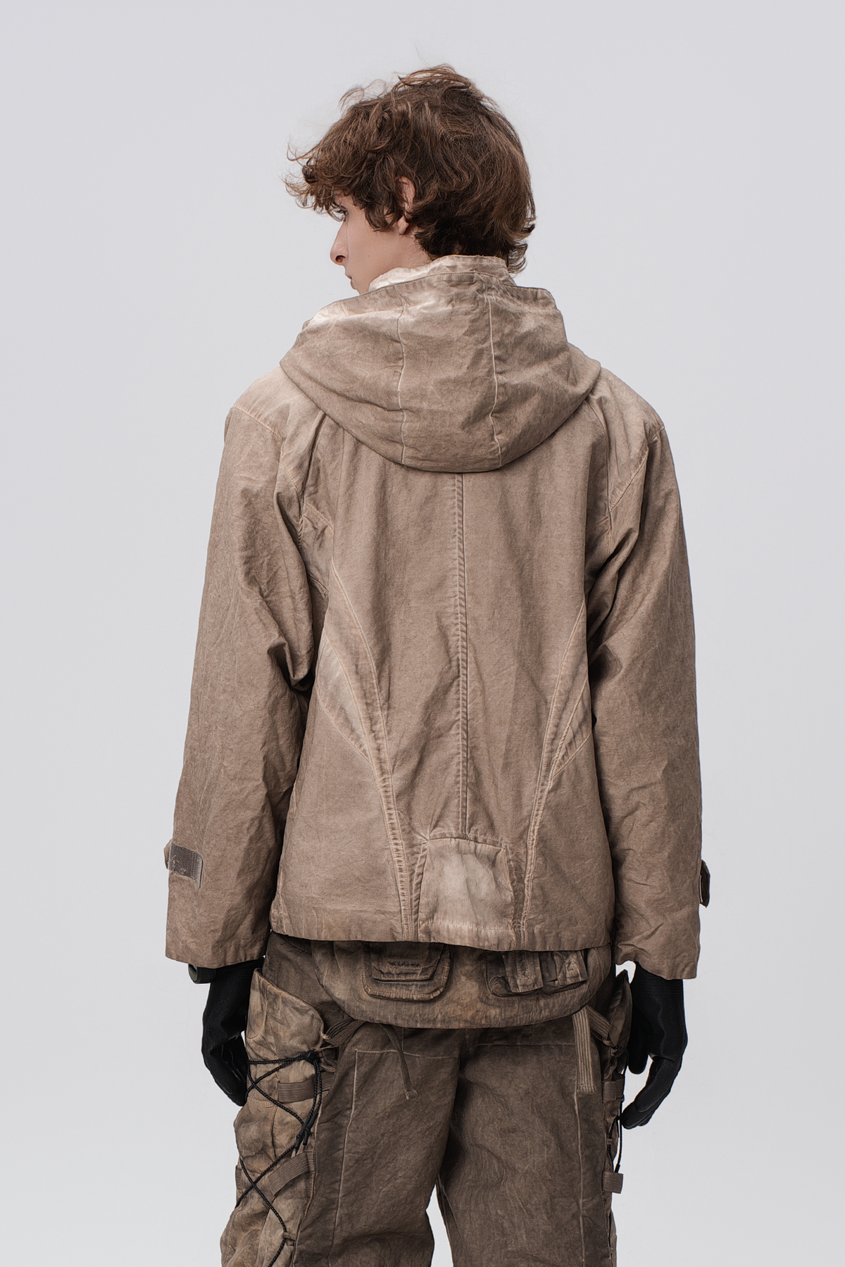 STEAM Distressed Paneled Hooded Jacket