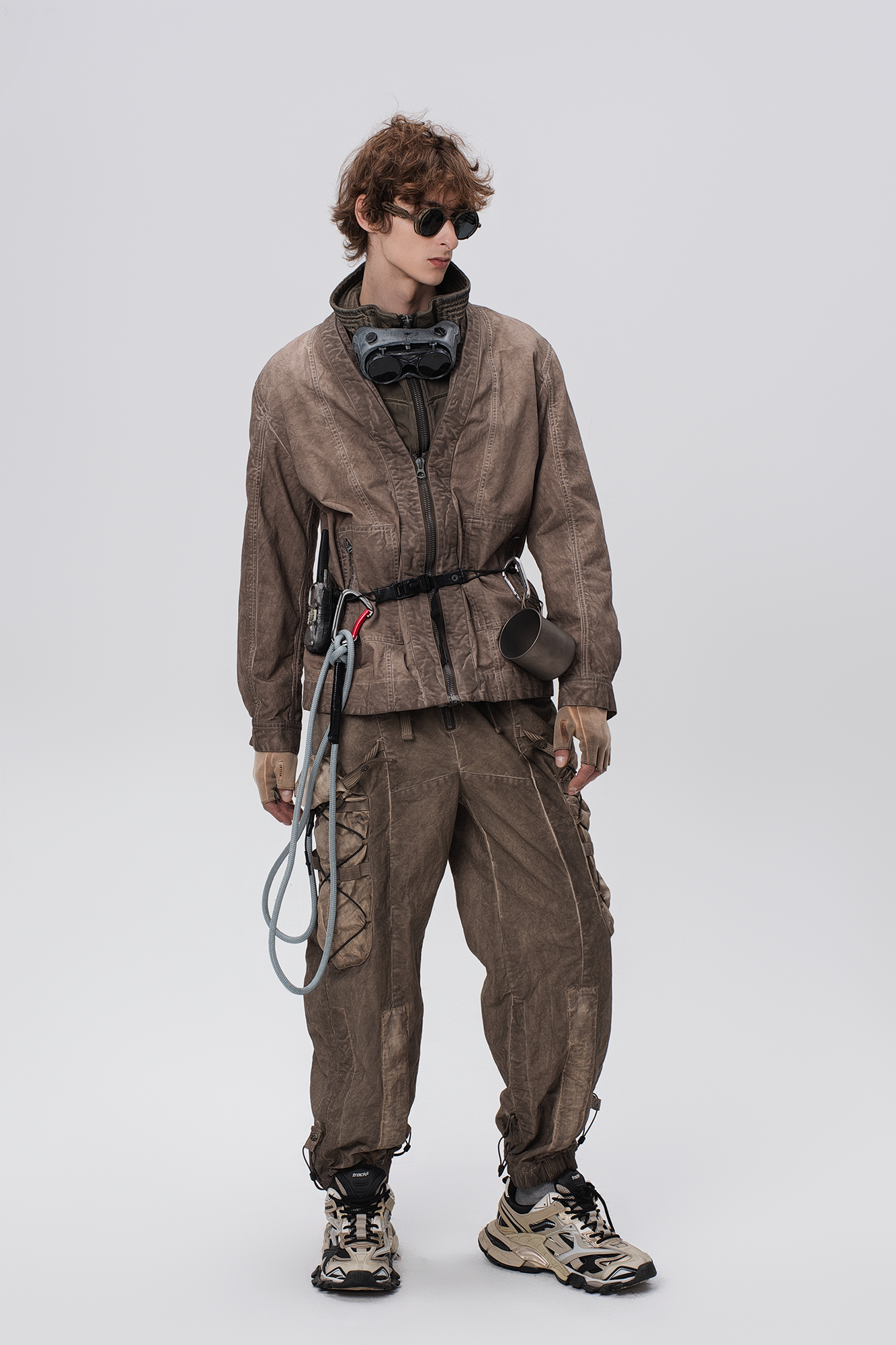 STEAM Washed Multi-Pocket Detachable Waist Bag Cargo Pants