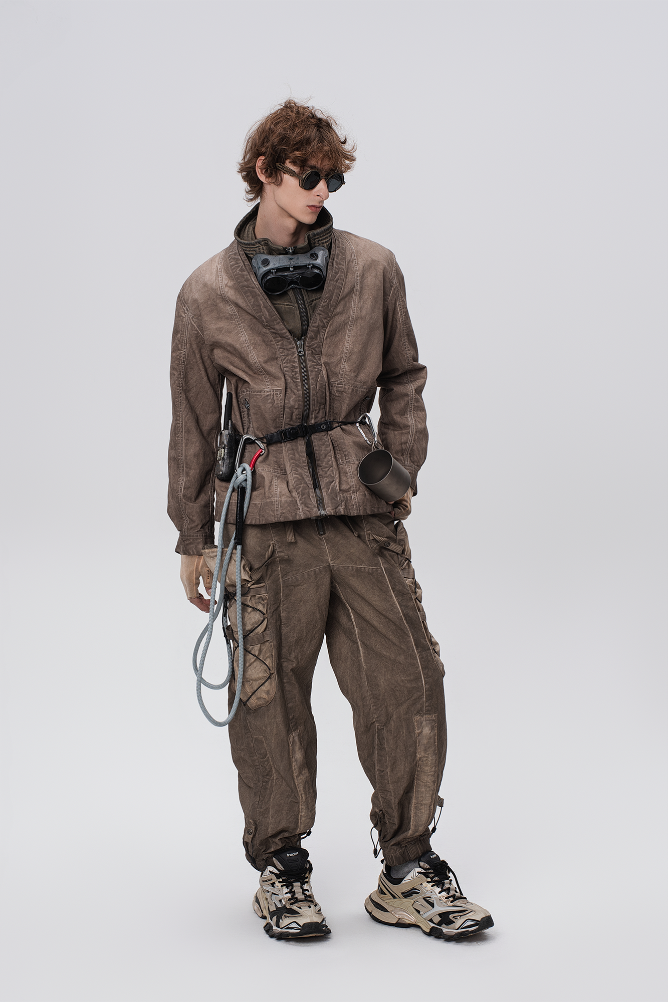 STEAM Washed Multi-Pocket Detachable Waist Bag Cargo Pants