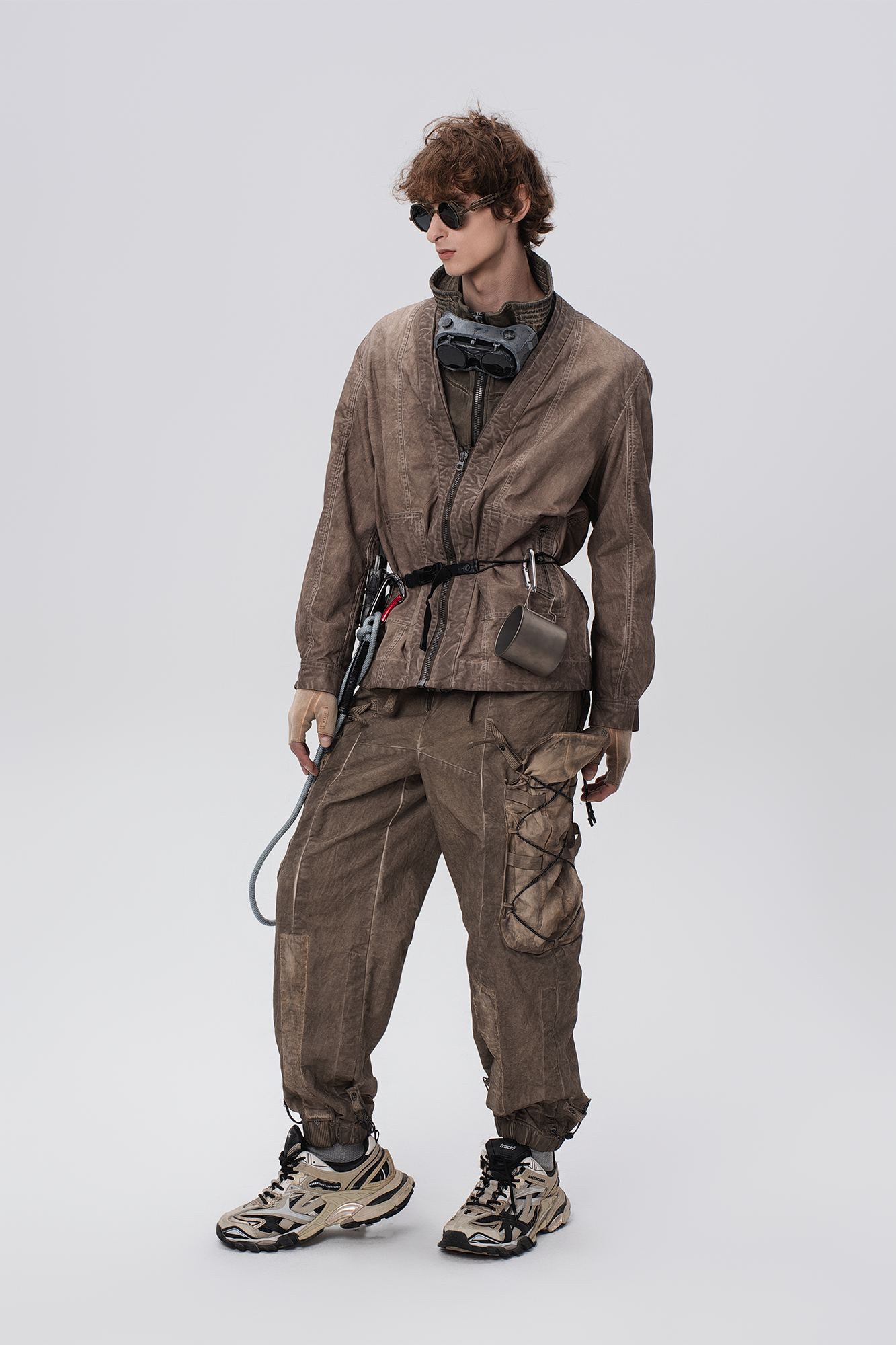 STEAM Washed Multi-Pocket Detachable Waist Bag Cargo Pants