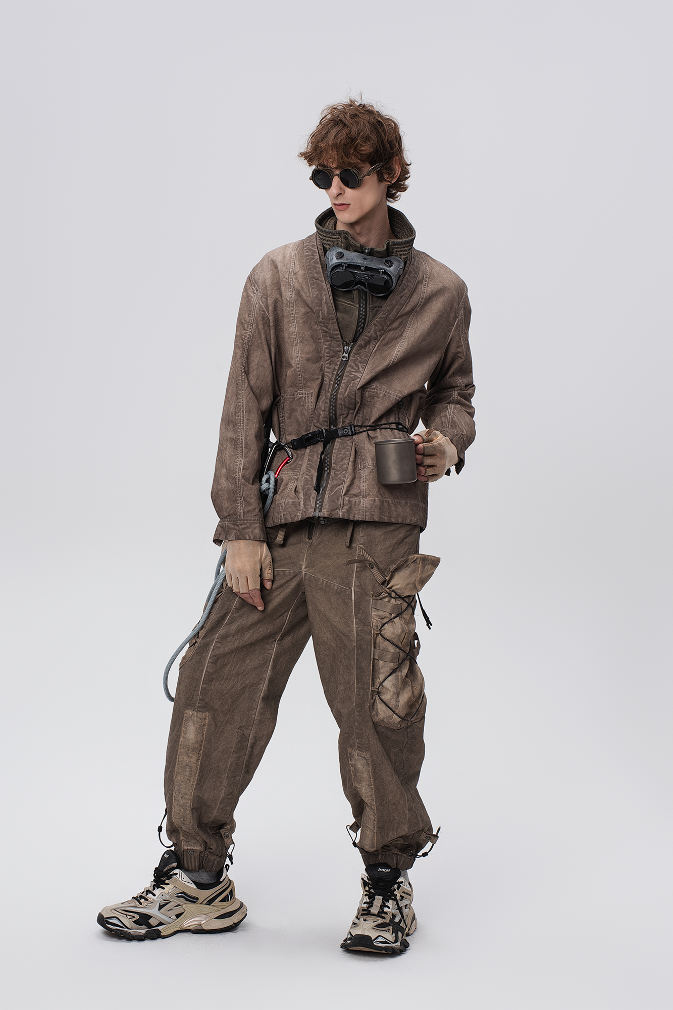 STEAM Washed Multi-Pocket Detachable Waist Bag Cargo Pants
