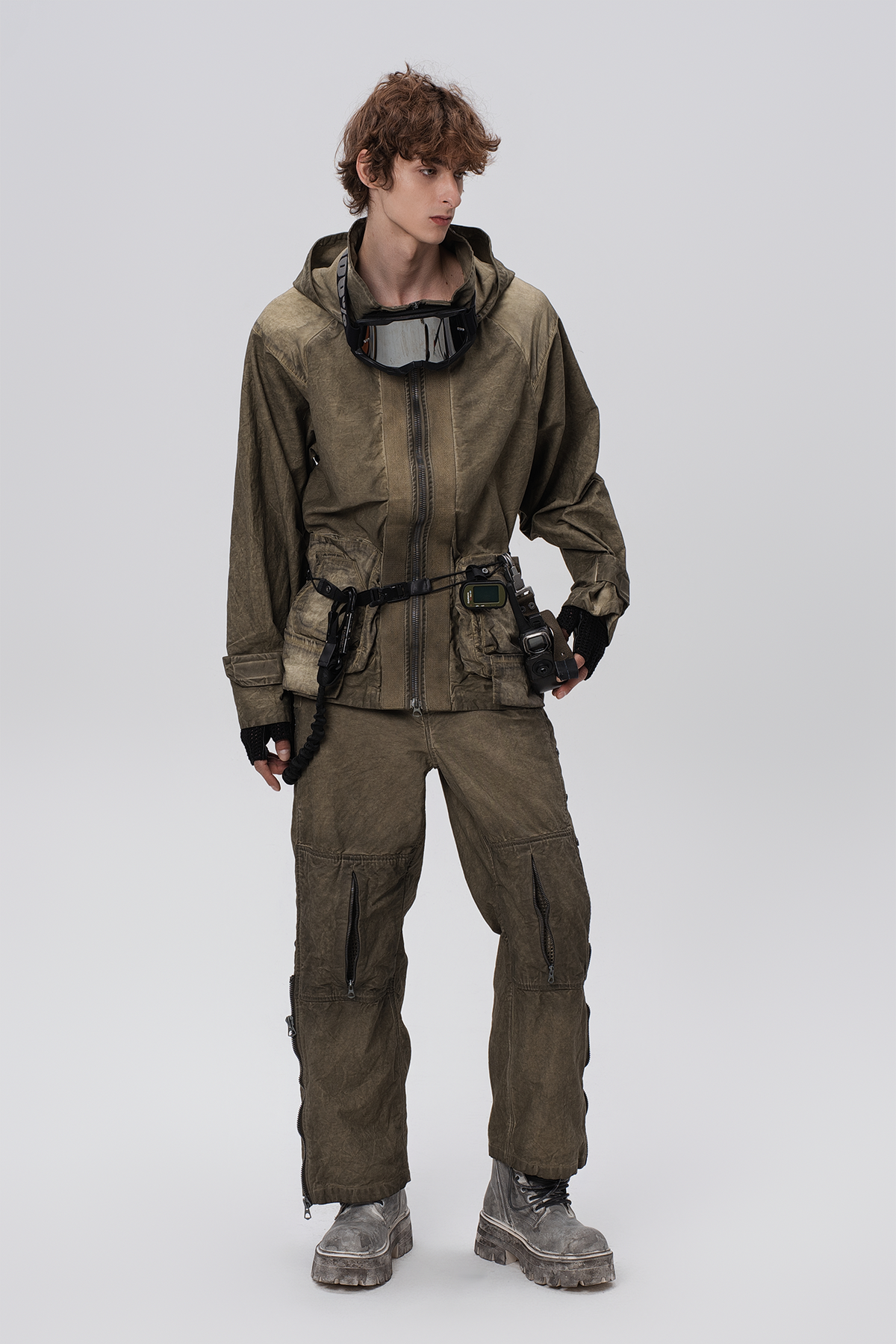 STEAM Distressed Paneled Hooded Jacket