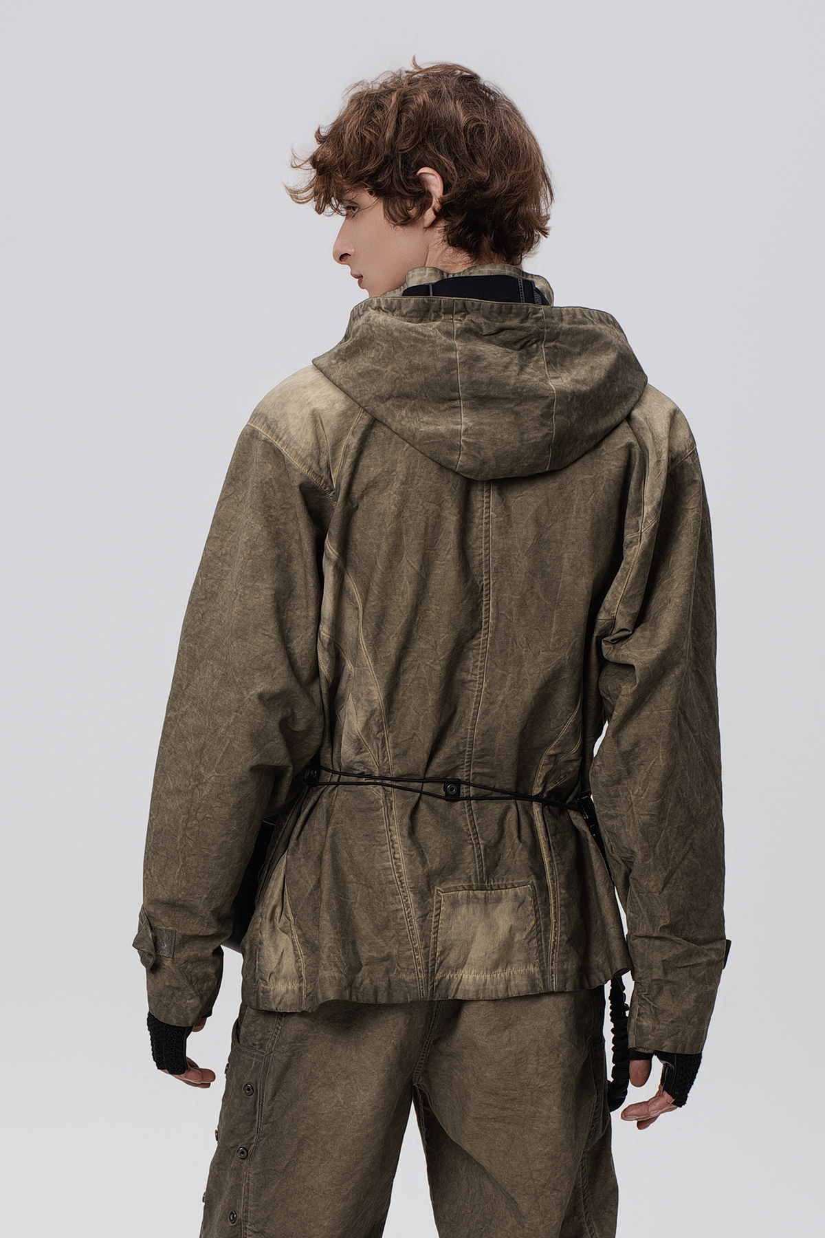 STEAM Distressed Paneled Hooded Jacket