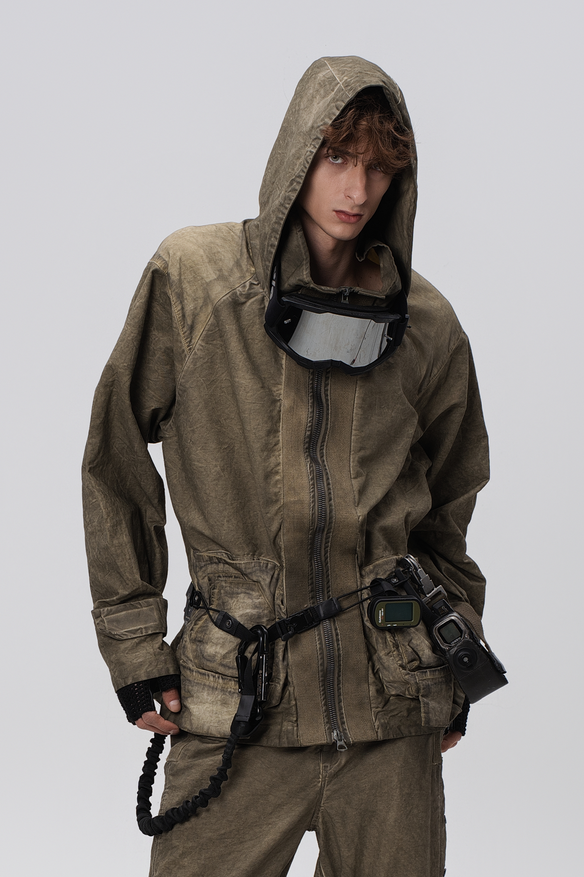 STEAM Distressed Paneled Hooded Jacket