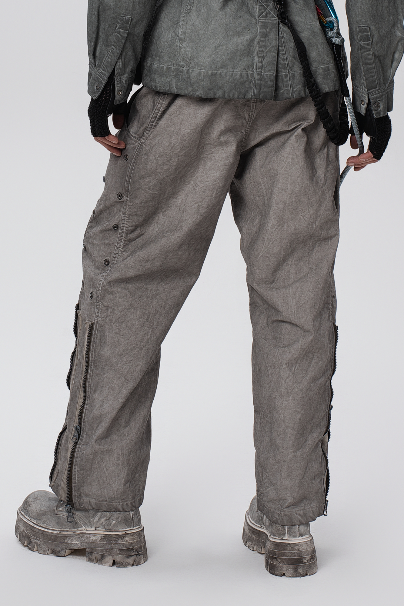 STEAM Distressed Mesh-Knee Multi-Pocket Straight-Leg Cargo Pants