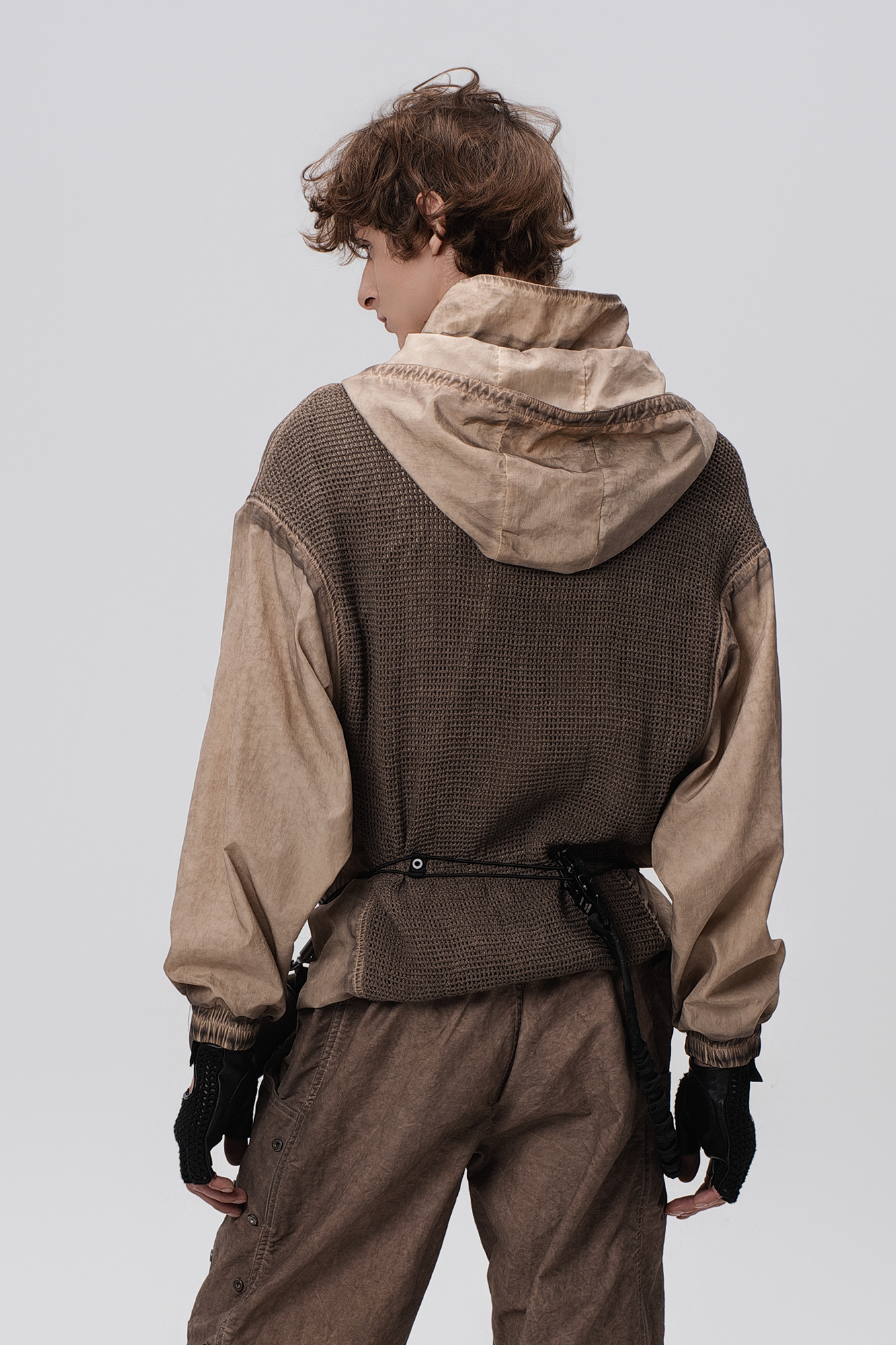 STEAM Distressed Zip-Up Detachable Hooded Jacket