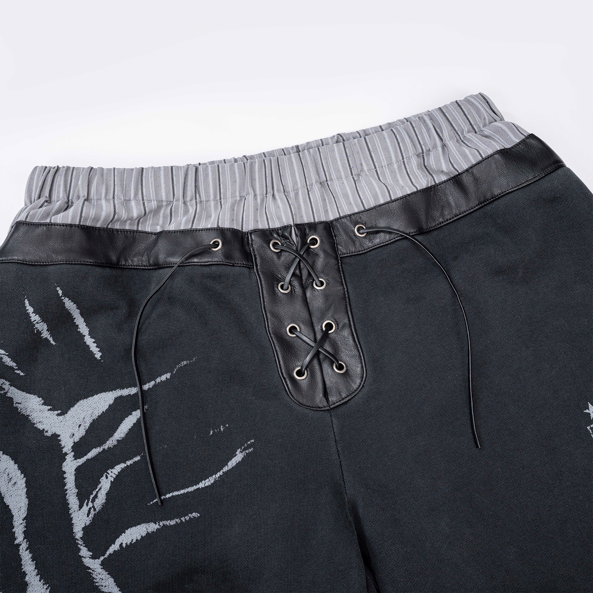 ESAIAS Washed Zebra Print Double-Waist Sweatpants