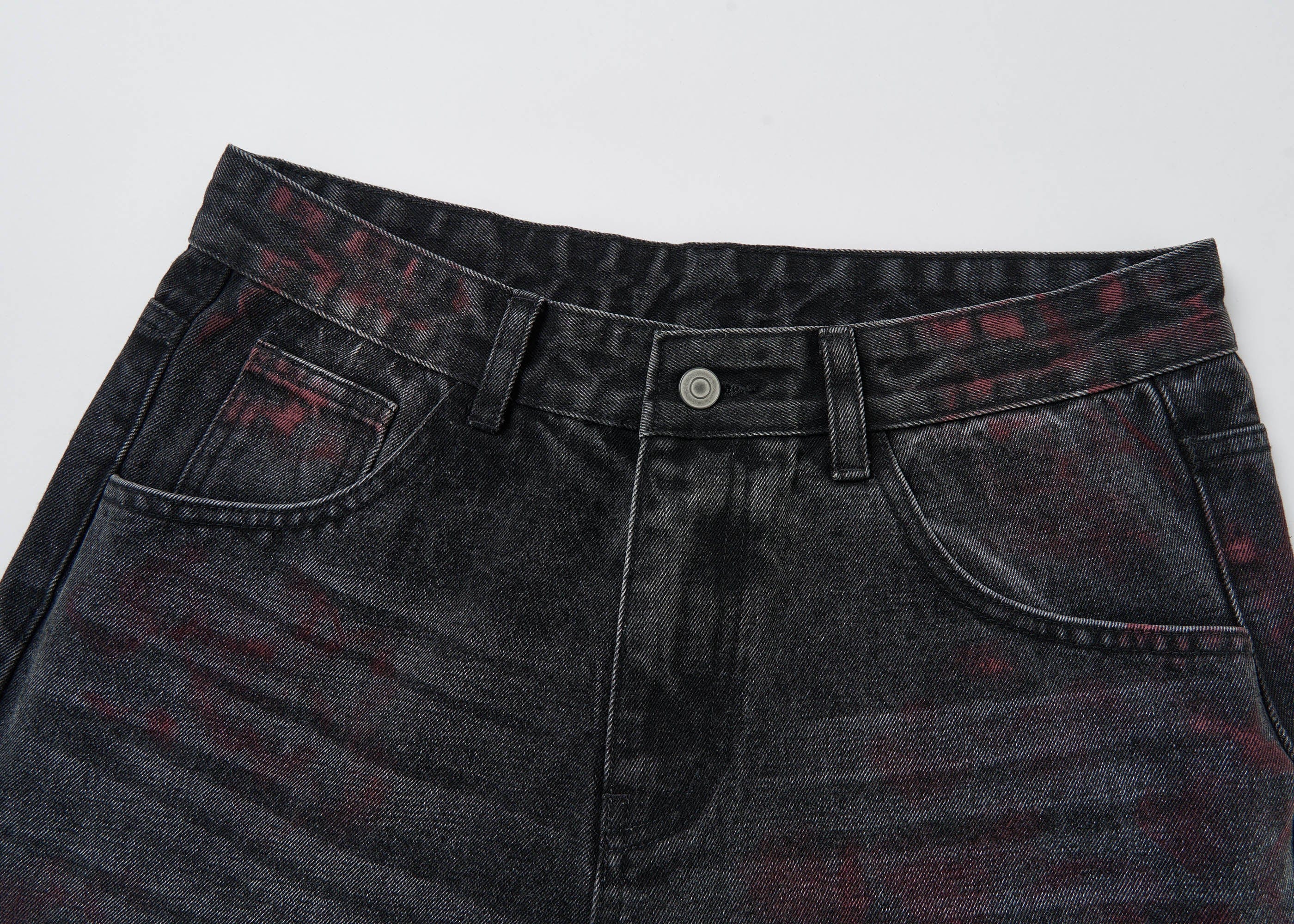 SAVAGEGROWTHWORLD Distressed Blood-Splatter Jeans