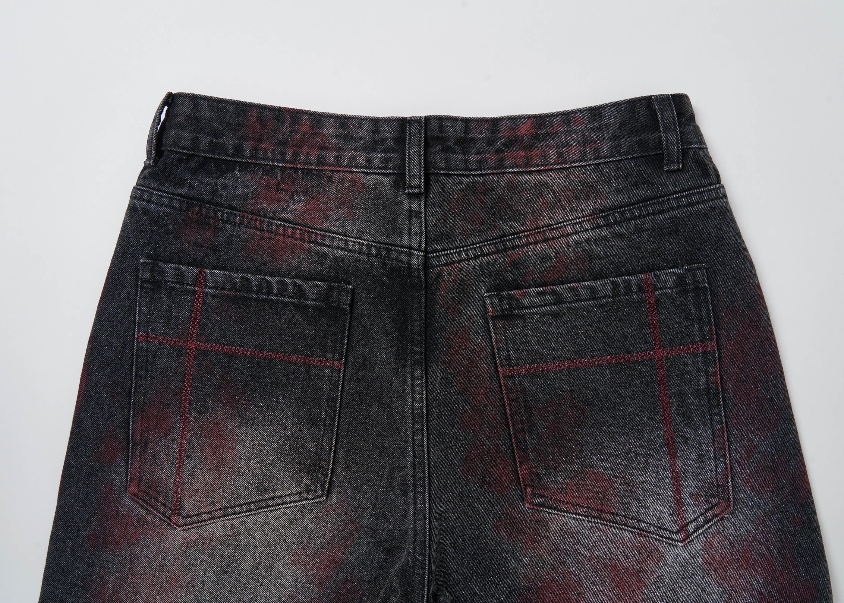 SAVAGEGROWTHWORLD Distressed Blood-Splatter Jeans