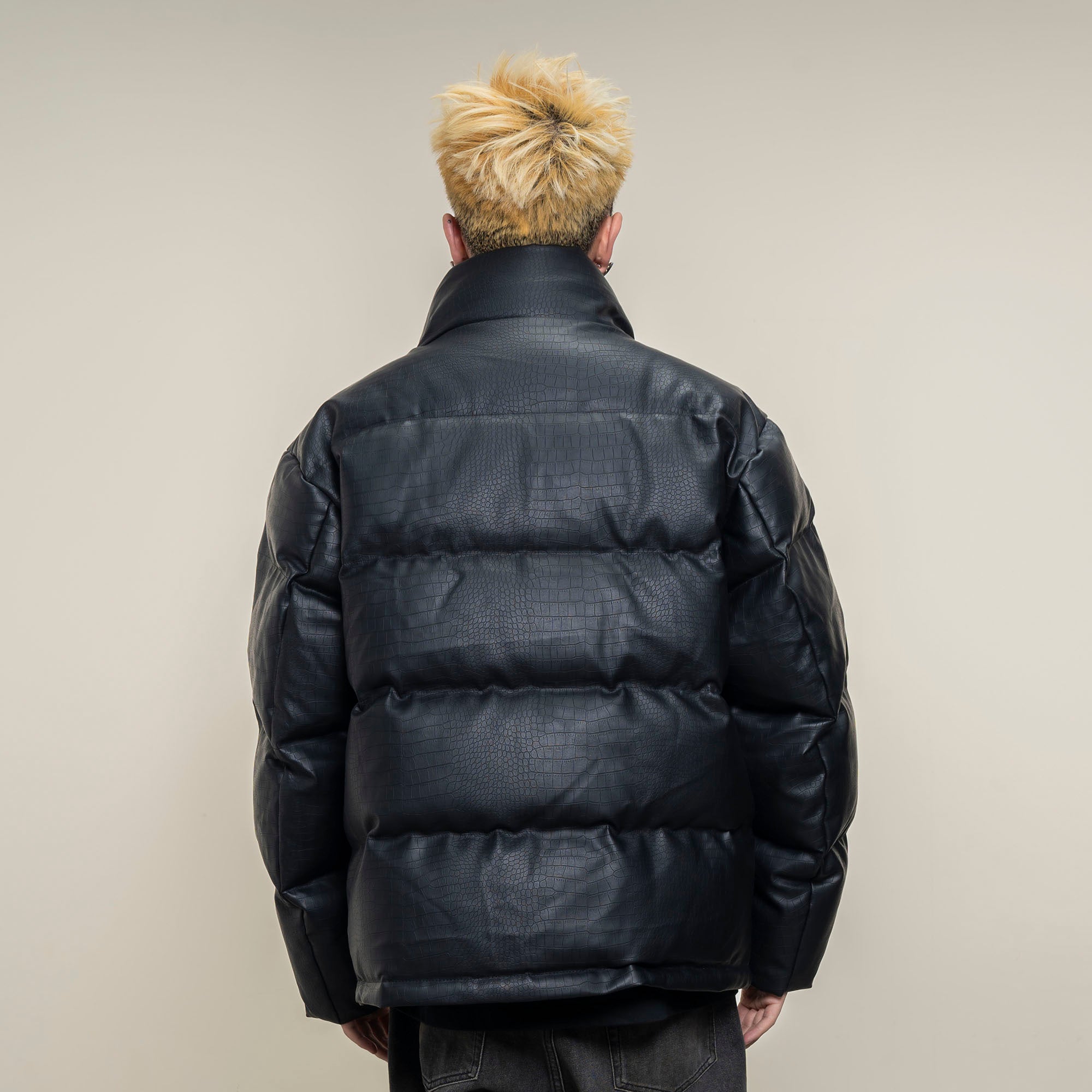 MAKEMORE Croc Embossed PU Down Puffer Jacket