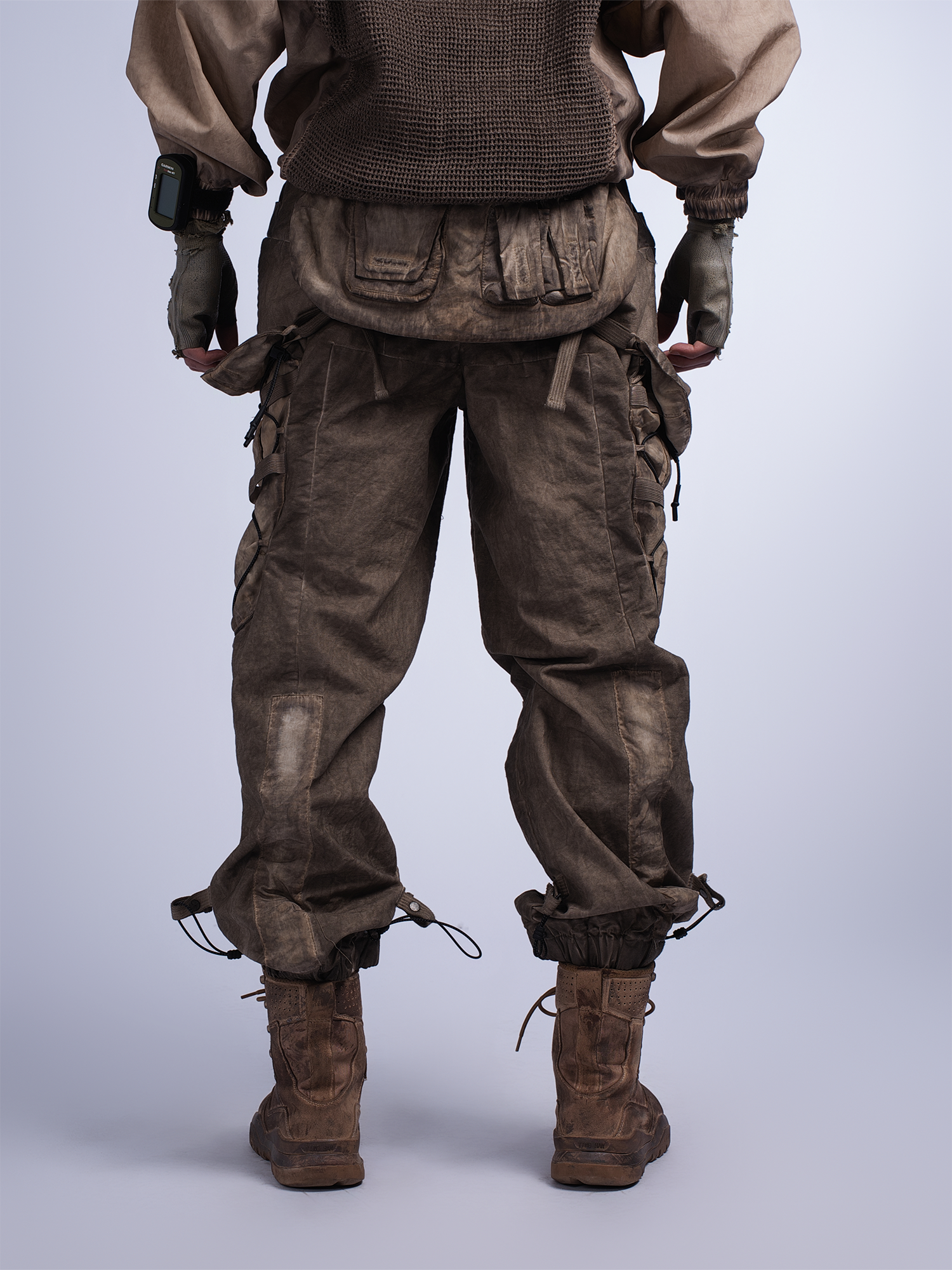 STEAM Washed Multi-Pocket Detachable Waist Bag Cargo Pants