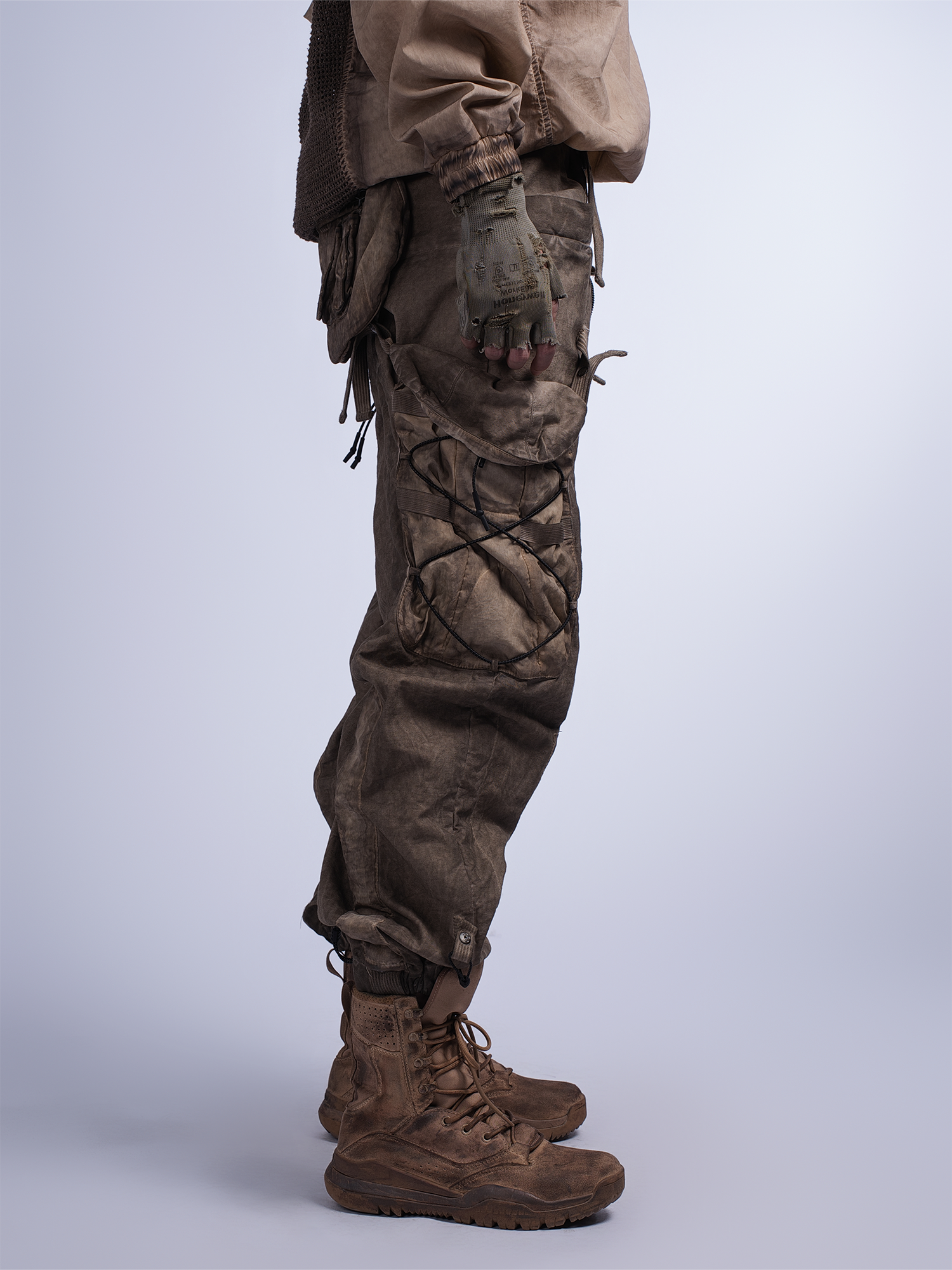 STEAM Washed Multi-Pocket Detachable Waist Bag Cargo Pants