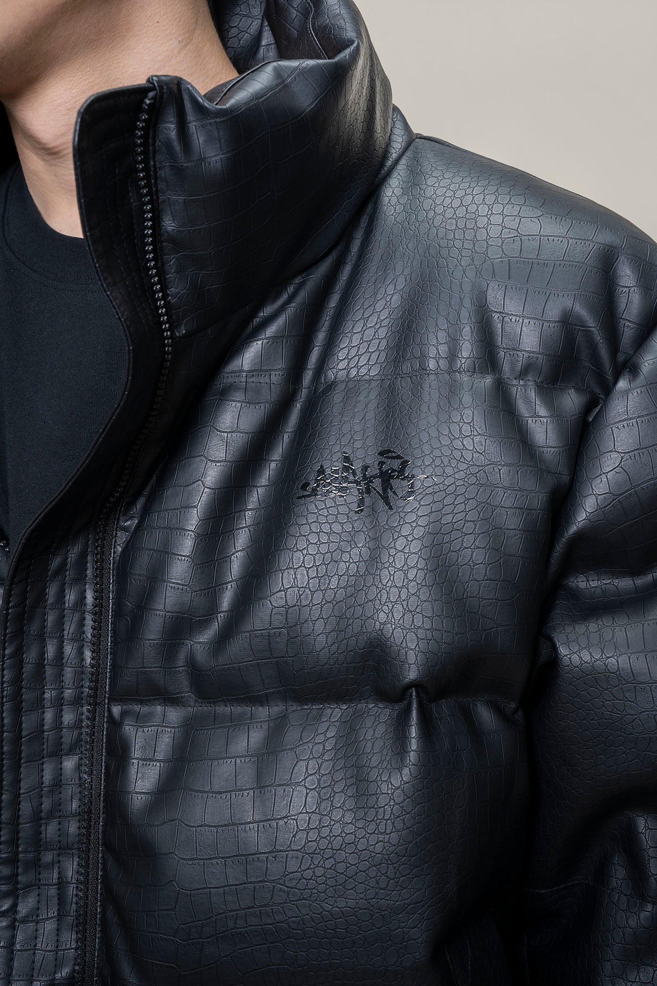 MAKEMORE Croc Embossed PU Down Puffer Jacket