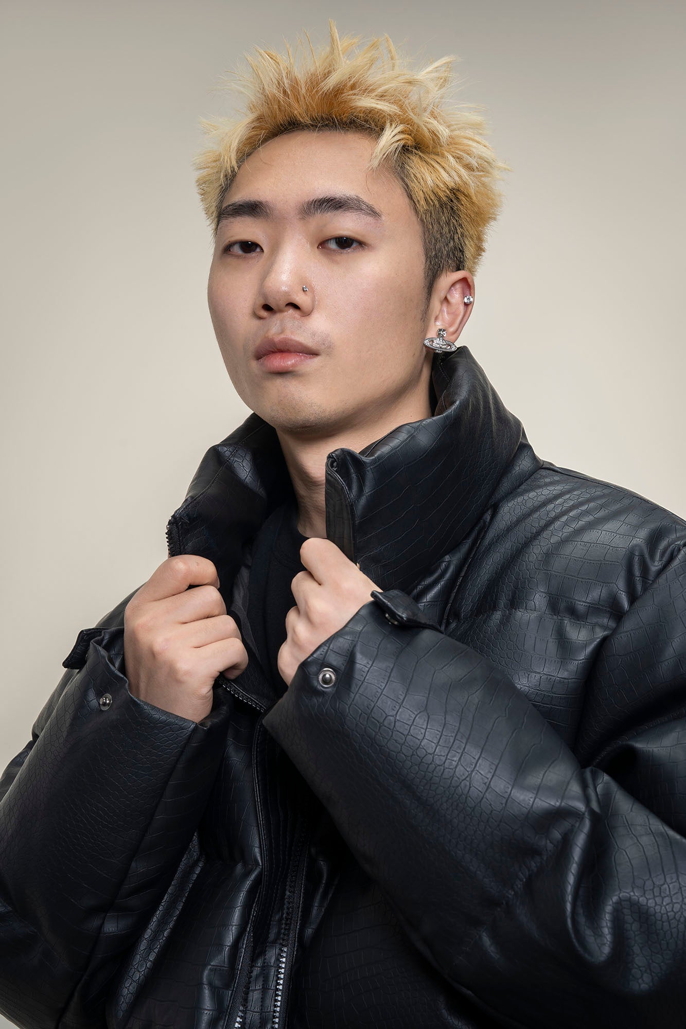 MAKEMORE Croc Embossed PU Down Puffer Jacket