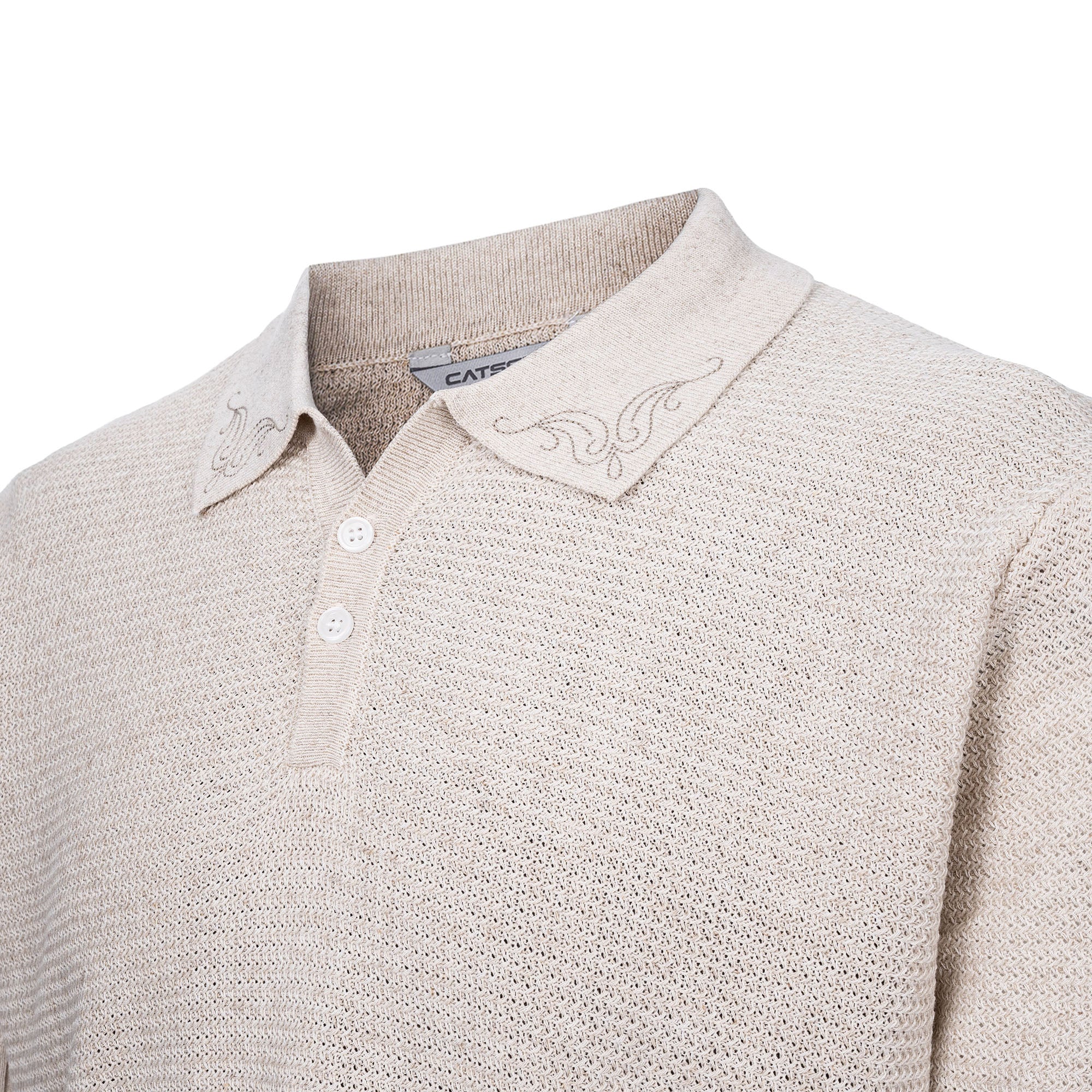 CATSSTAC Linen-Blend Knitted Polo Tee, premium urban and streetwear designers apparel on PROJECTISR.com, CATSSTAC