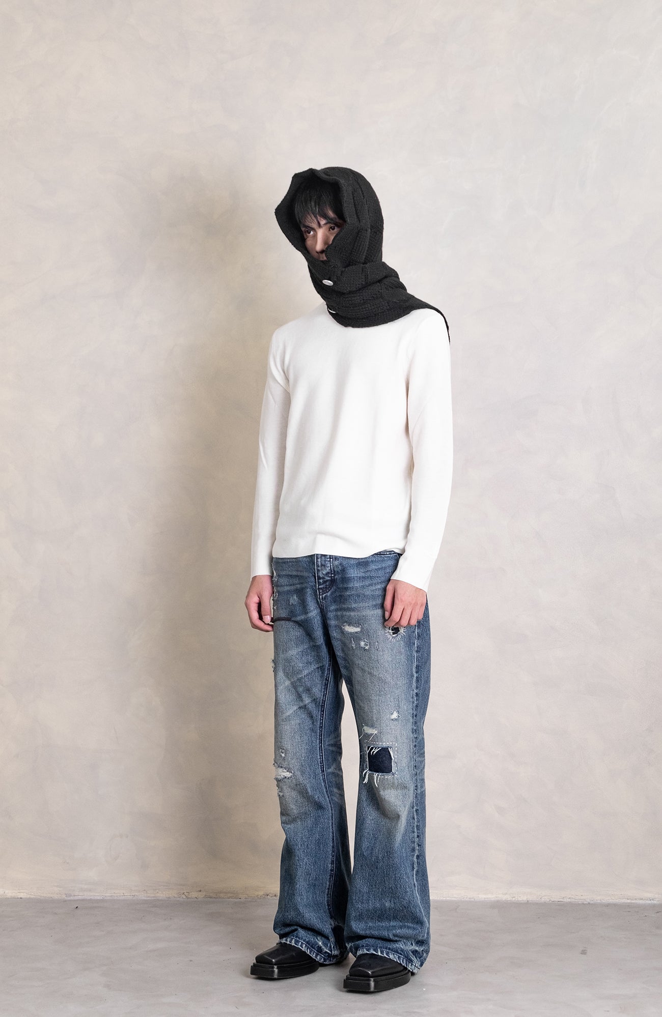 IN EXISTENCE Convertible Coin-Embellished Wool-Blend Scarf, premium urban and streetwear designers apparel on PROJECTISR.com, IN EXISTENCE