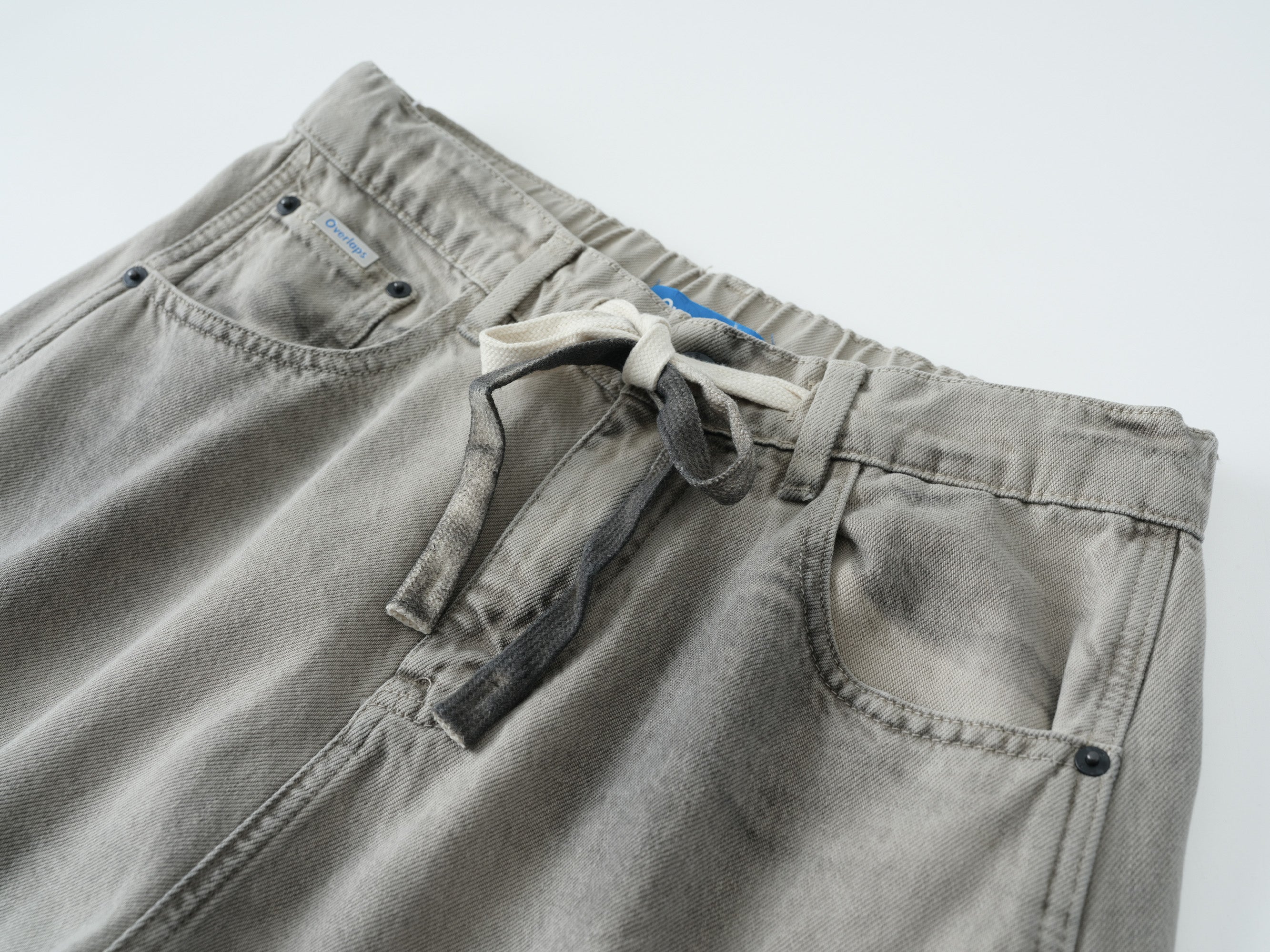 OVERLAPS Washed Drawstring Wide-Leg Jeans, premium urban and streetwear designers apparel on PROJECTISR.com, OVERLAPS