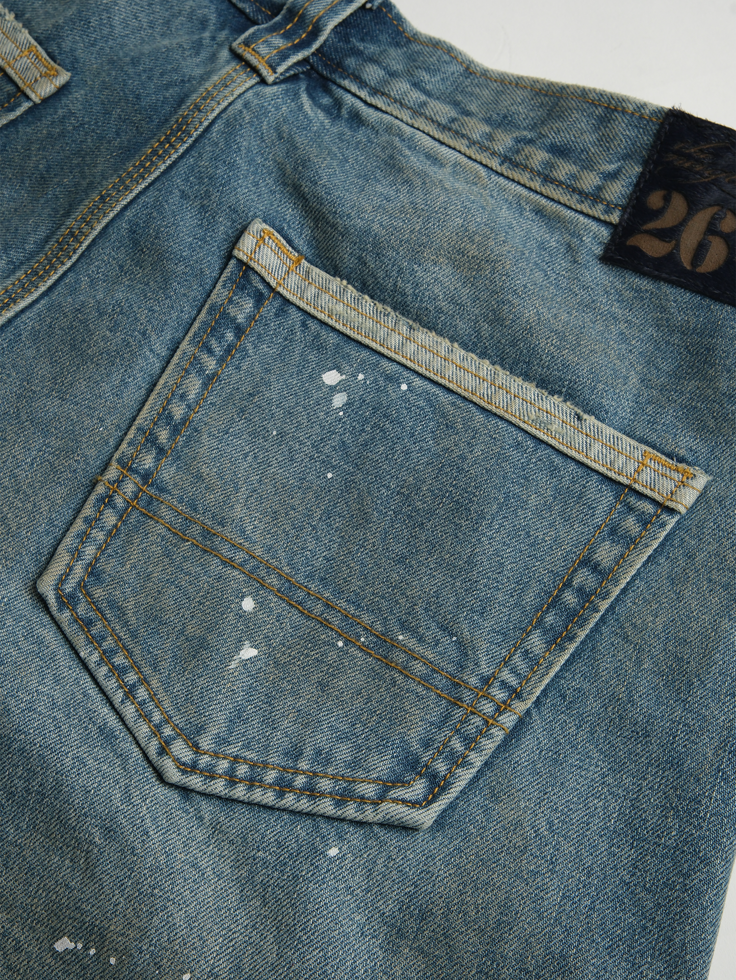 NEIGBORL Retro Washed Paint-Splattered Multi-Pocket Denim Shorts