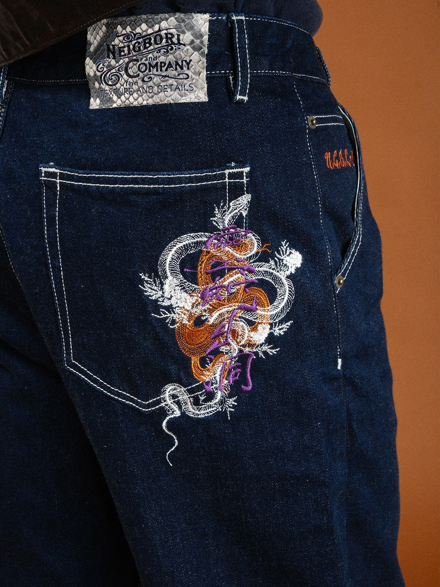NEIGBORL Washed Embroidered Straight-Leg Jeans, premium urban and streetwear designers apparel on PROJECTISR.com, NEIGBORL