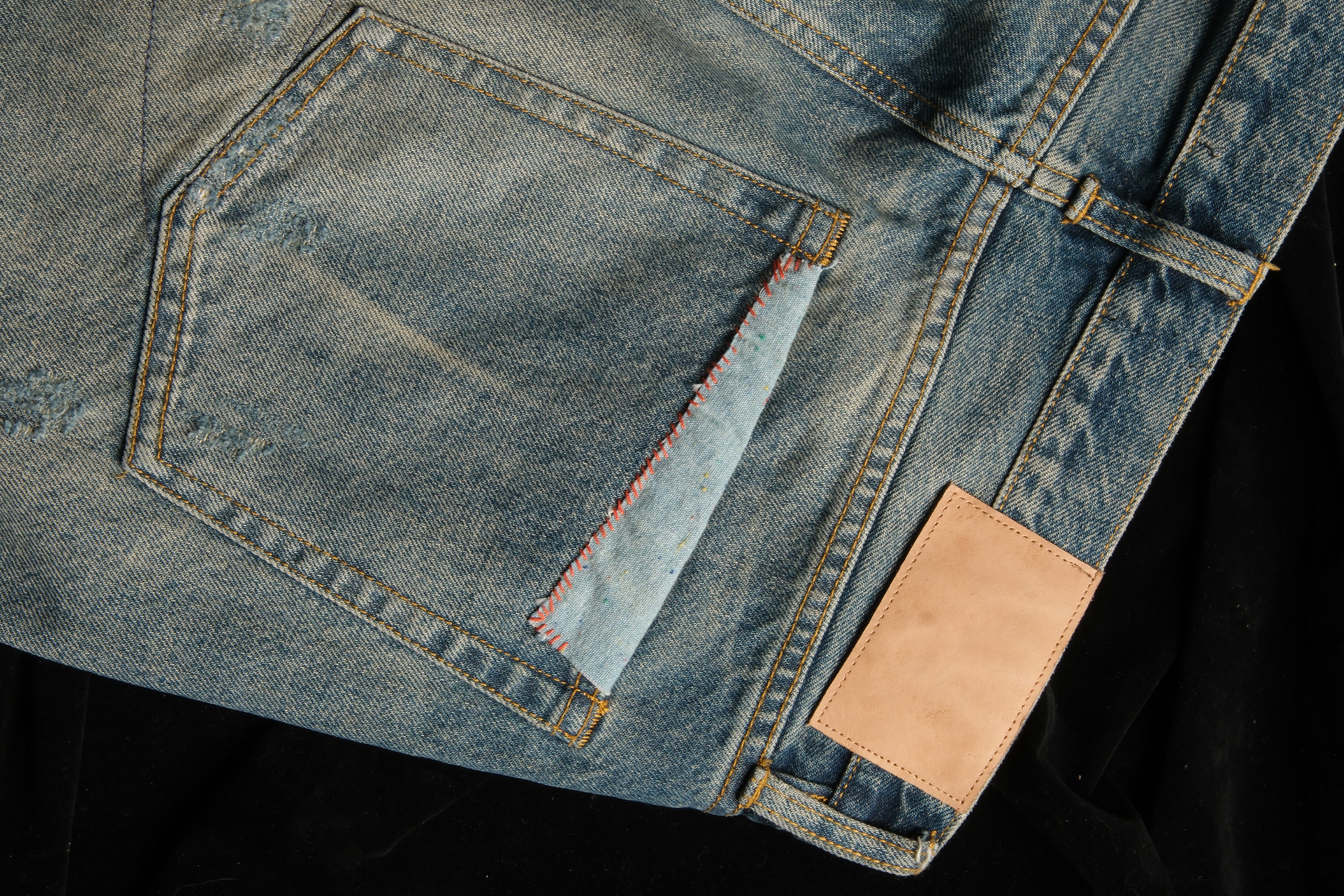 NEIGBORL Retro Washed Patch Distressed Jeans, premium urban and streetwear designers apparel on PROJECTISR.com, NEIGBORL