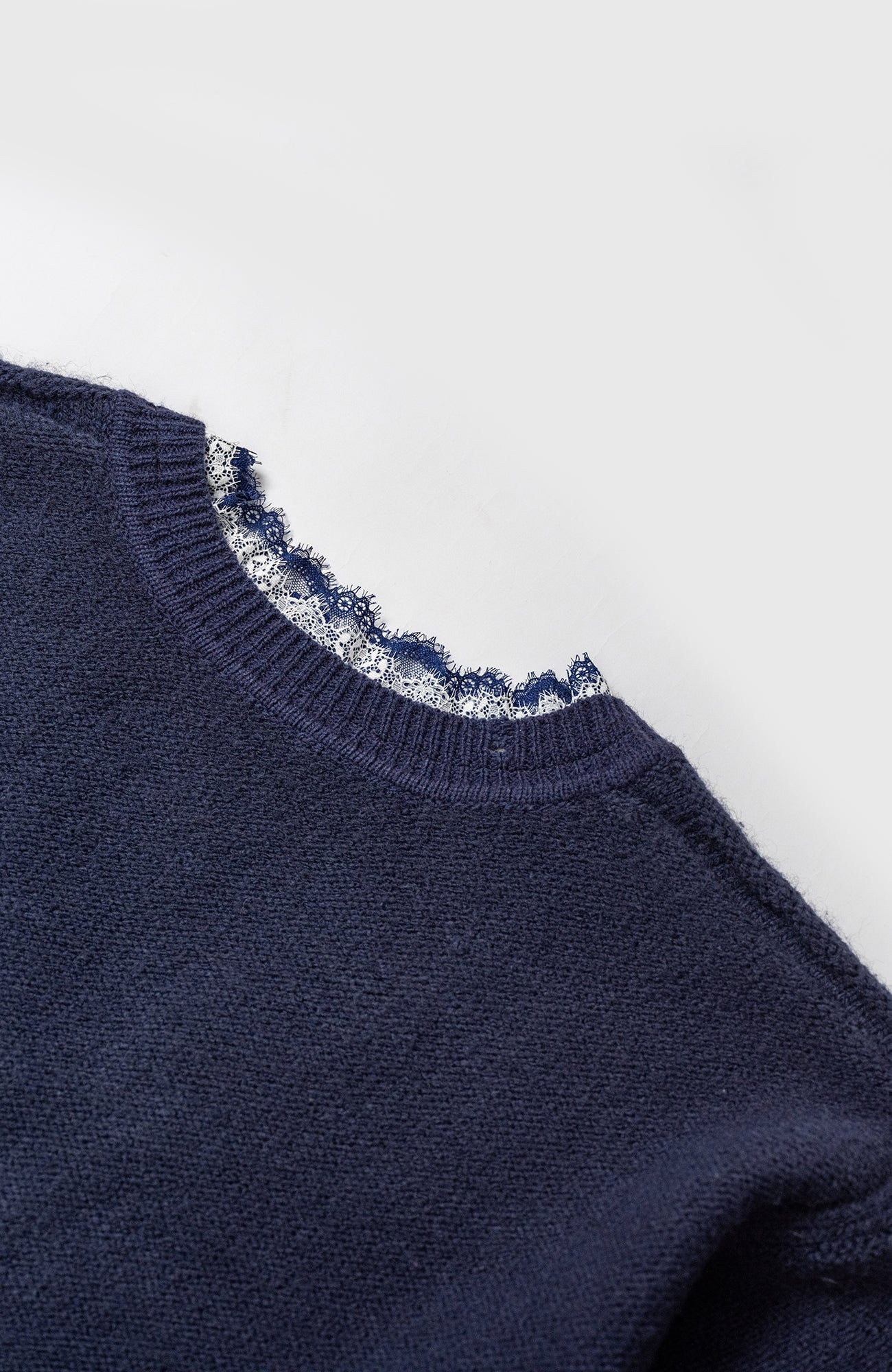 KADAKADA Lace-Neck Distressed Oversized Sweater