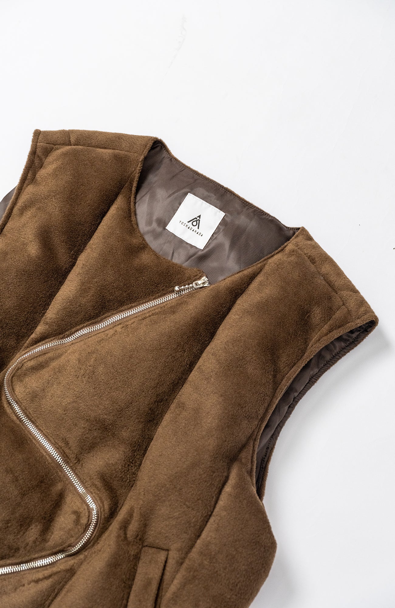 KADAKADA Curved Zip Suede-Puff Vest