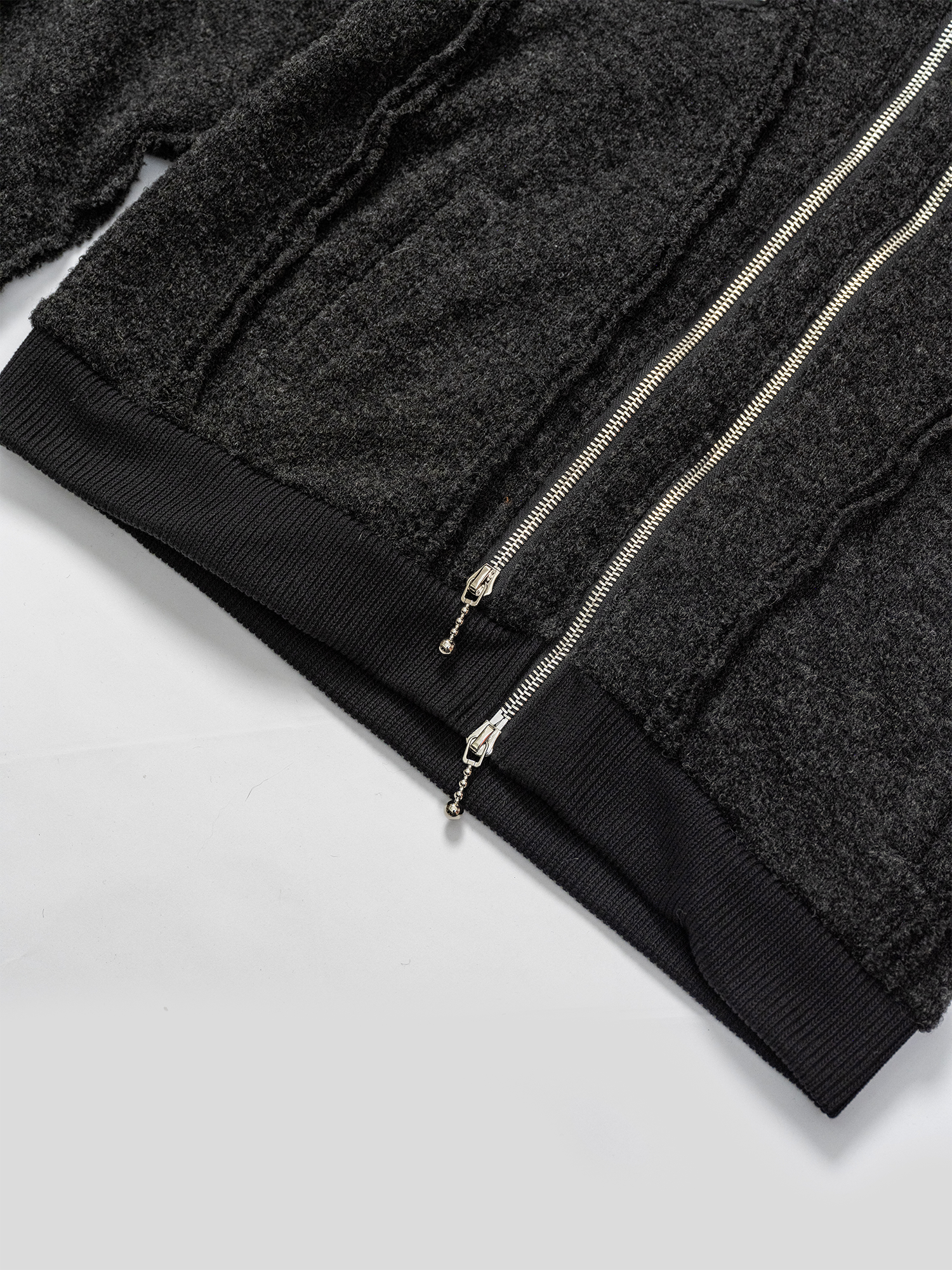 KADAKADA Wooly Raw-Stitch Panel Hooded Jacket