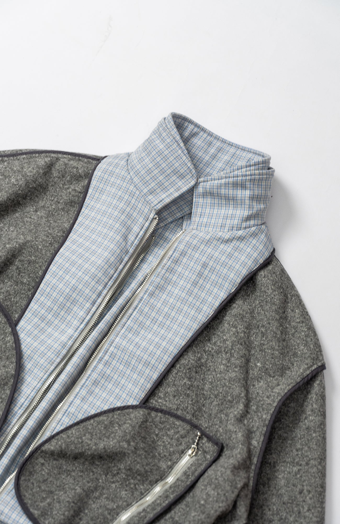 KADAKADA Double-Layer Collar Reversible Plaid Jacket