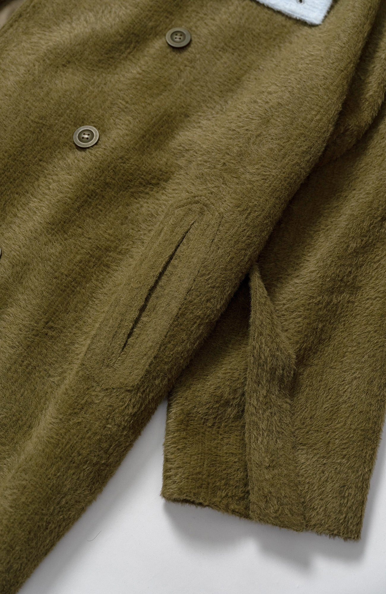 KADAKADA  Double-Breasted Contrast Fuzzy Collar Overcoat