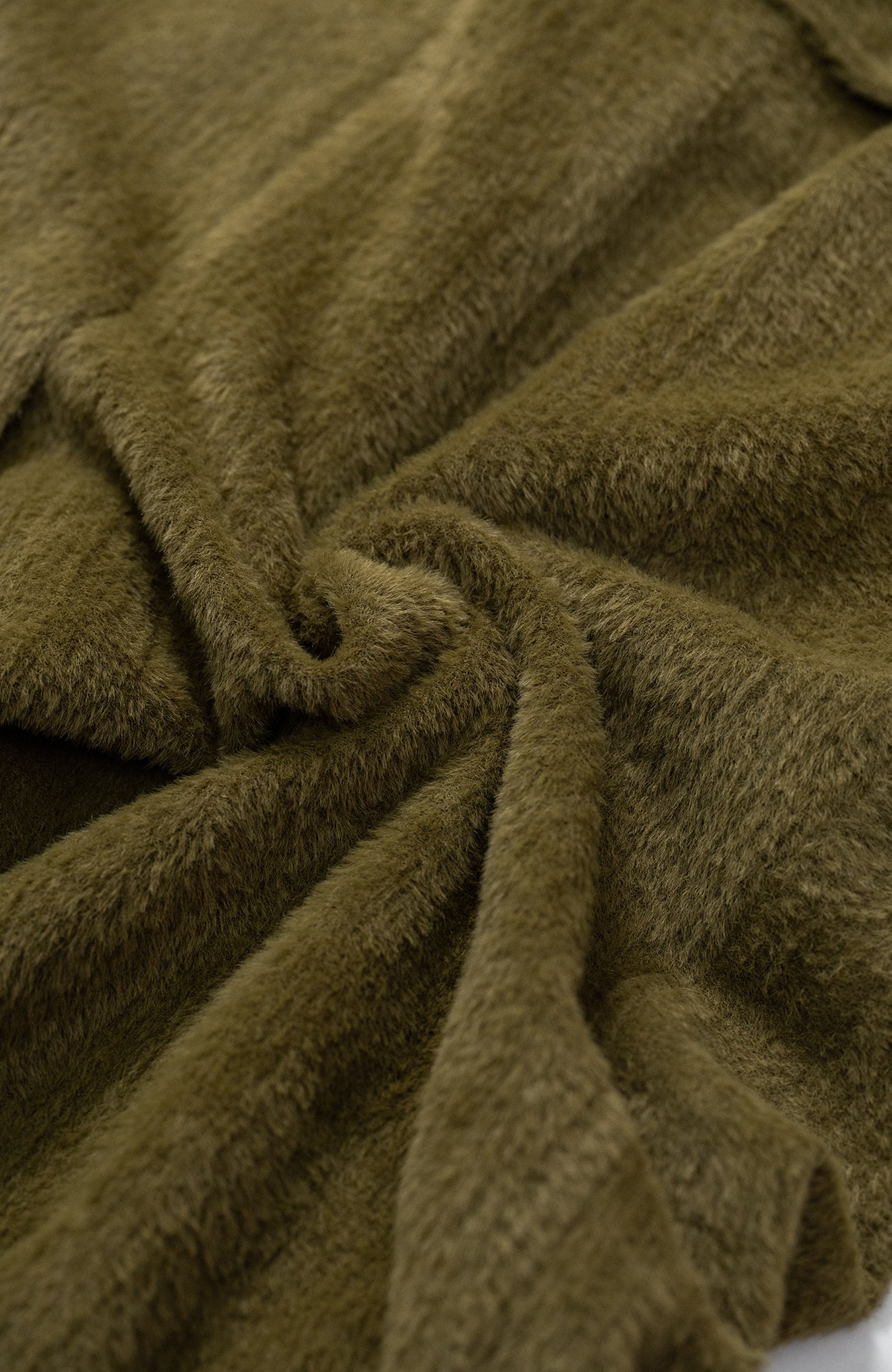 KADAKADA  Double-Breasted Contrast Fuzzy Collar Overcoat