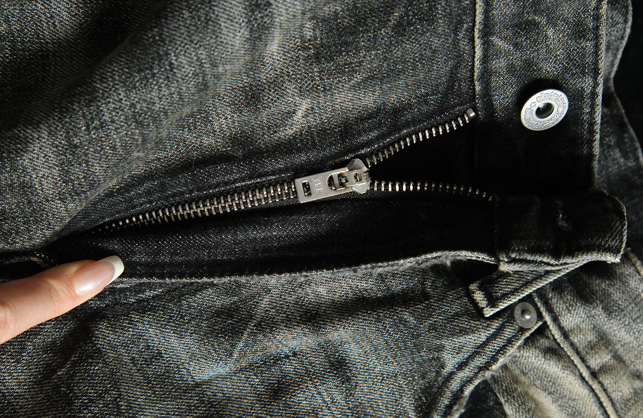 NEIGBORL Wash Distressed Loose-Fit Jeans Black, premium urban and streetwear designers apparel on PROJECTISR.com, NEIGBORL