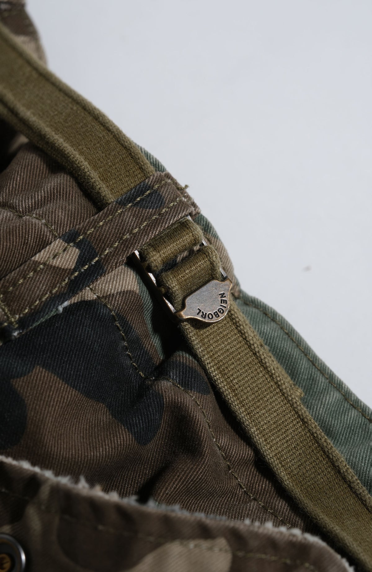 NEIGBORL Retro Camo Embroidered Straight-Leg Cargo Pants