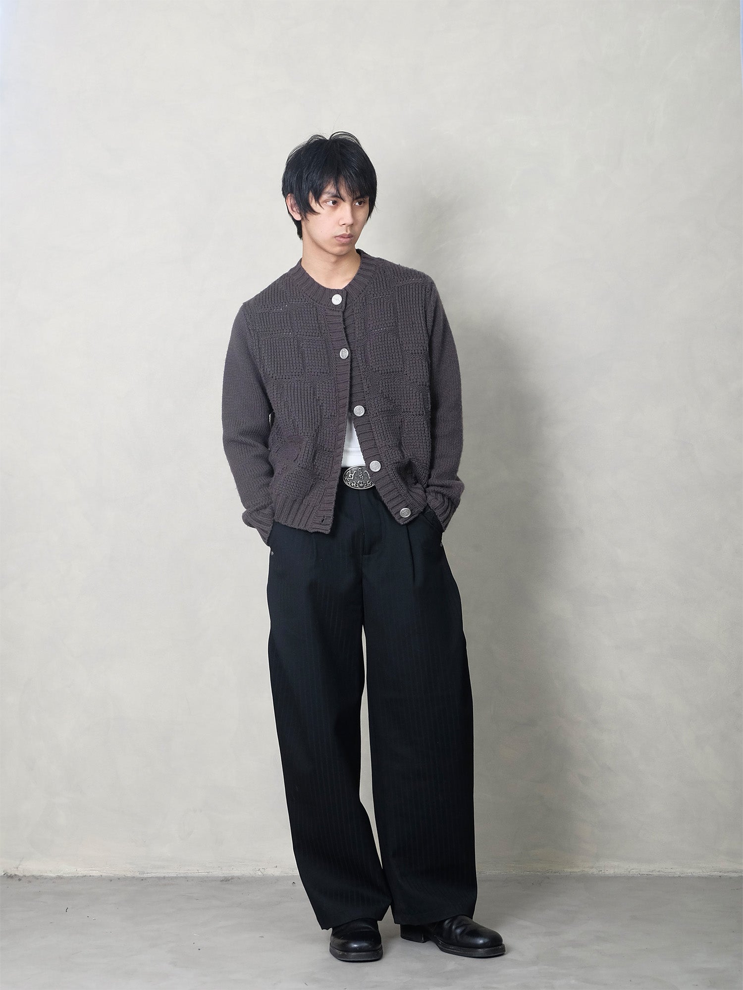 IN EXISTENCE Wool-Blend Snake Scale Jacquard Cardigan