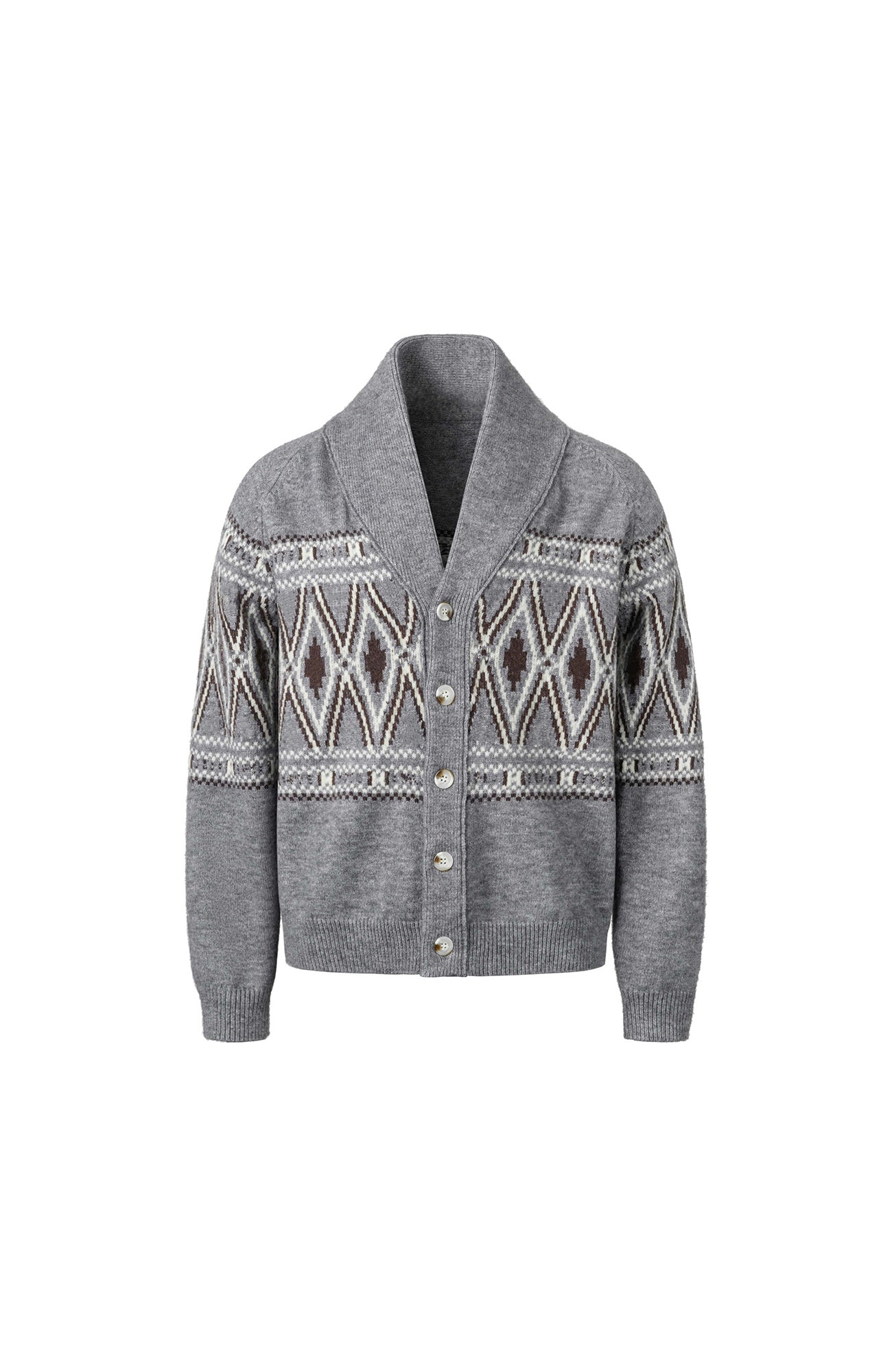 OKAYTHXBYE Fair Isle Shawl Collar Cardigan
