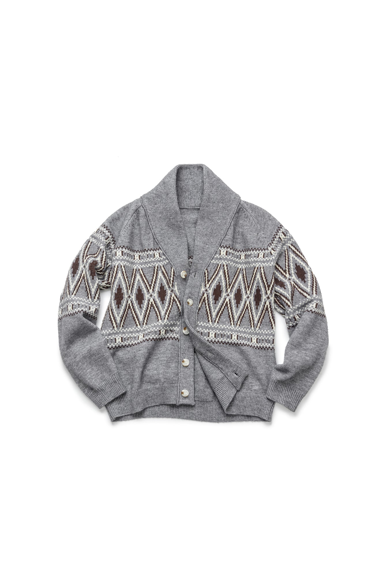 OKAYTHXBYE Fair Isle Shawl Collar Cardigan