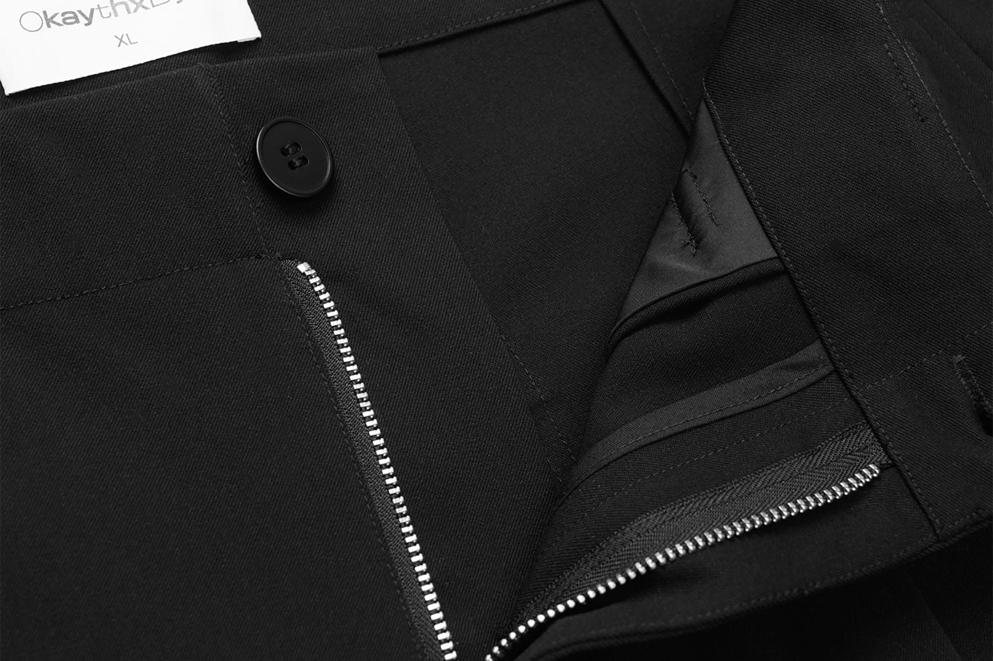 OKAYTHXBYE Pleated Curved Wide-Leg Trousers