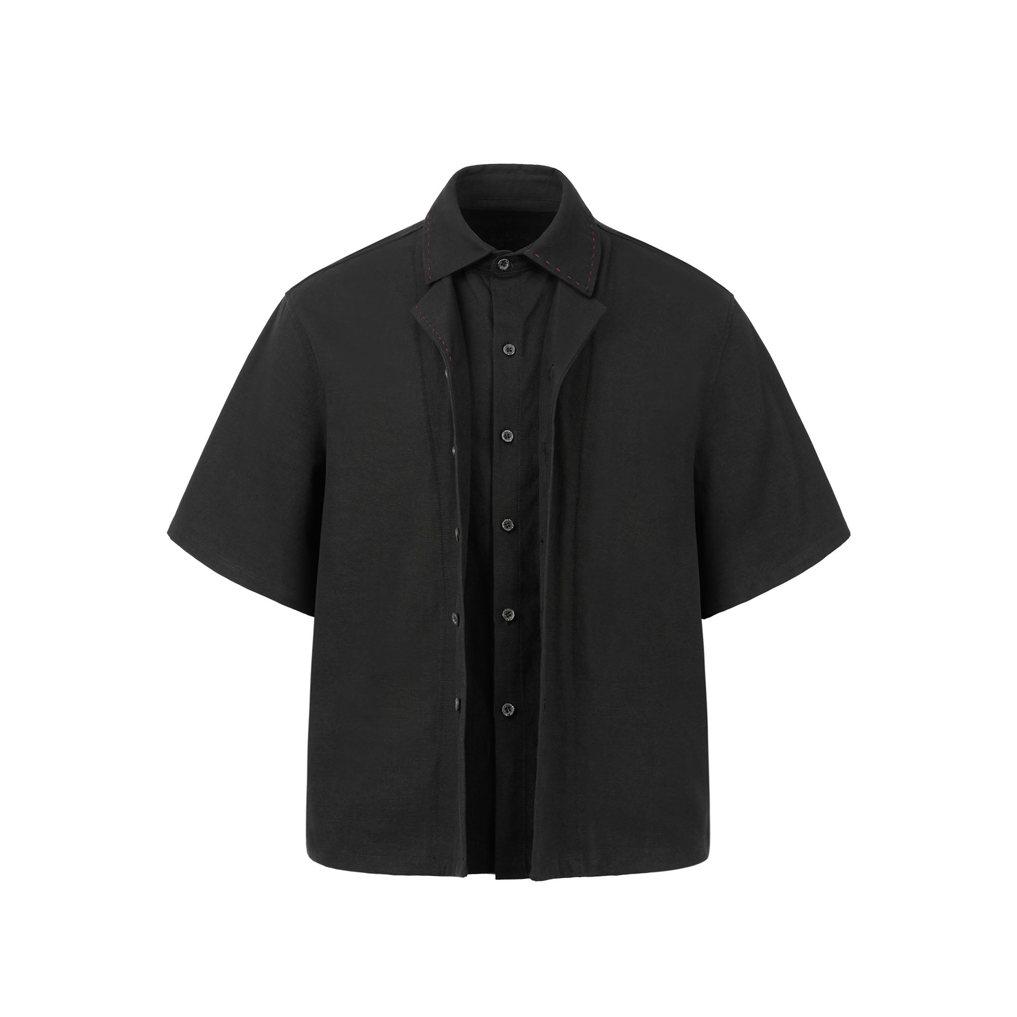 OKAYTHXBYE Faux-Layer Stitch Half Shirt, premium urban and streetwear designers apparel on PROJECTISR.com, OKAYTHXBYE
