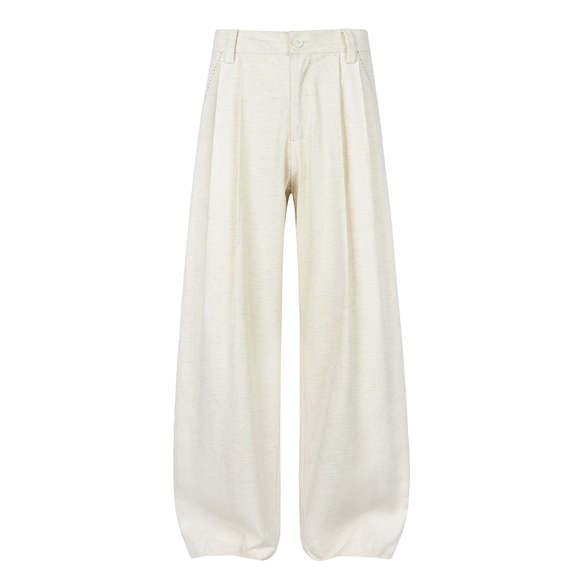 OKAYTHXBYE Pleated Linen-Blend Wide-Leg Trousers