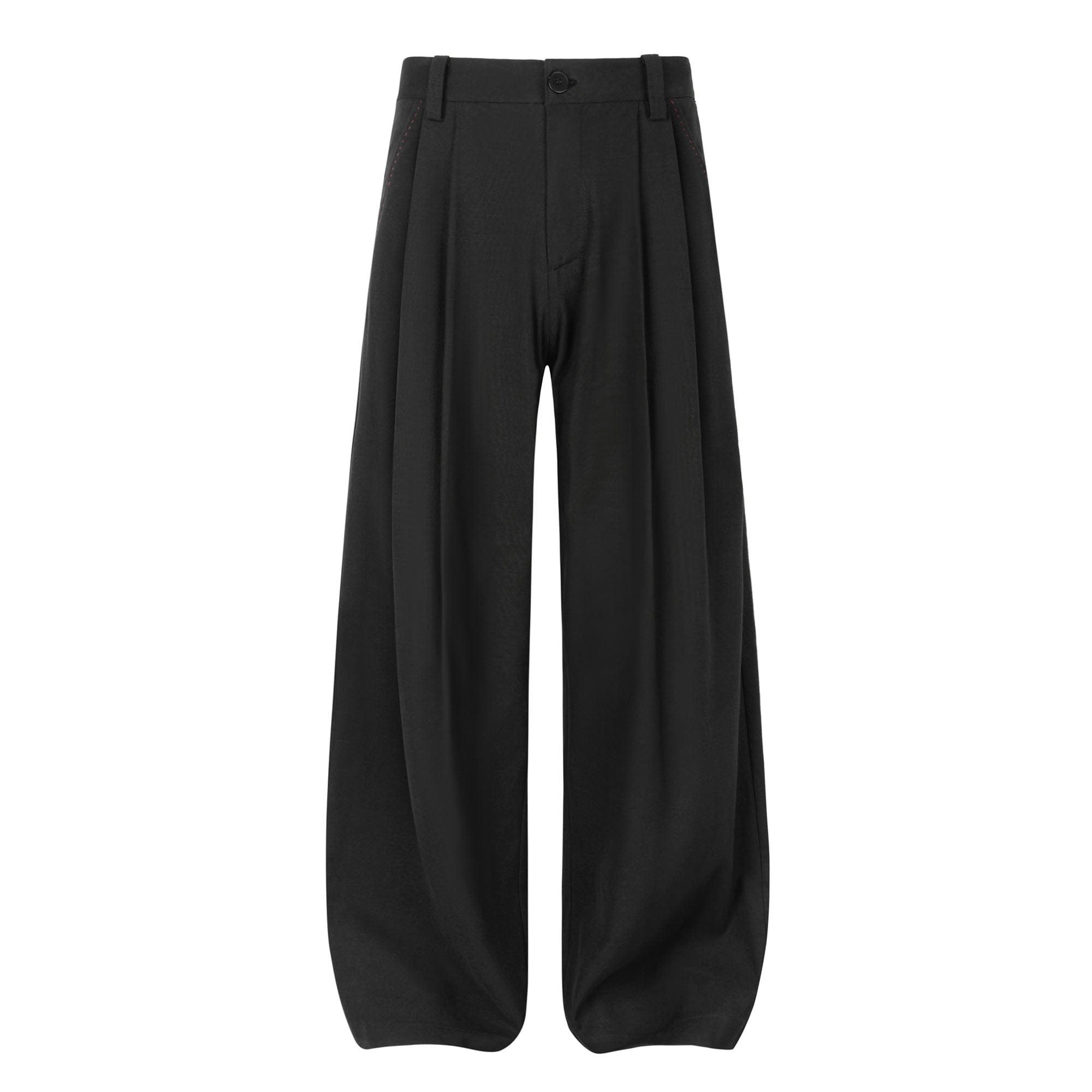 OKAYTHXBYE Pleated Linen-Blend Wide-Leg Trousers