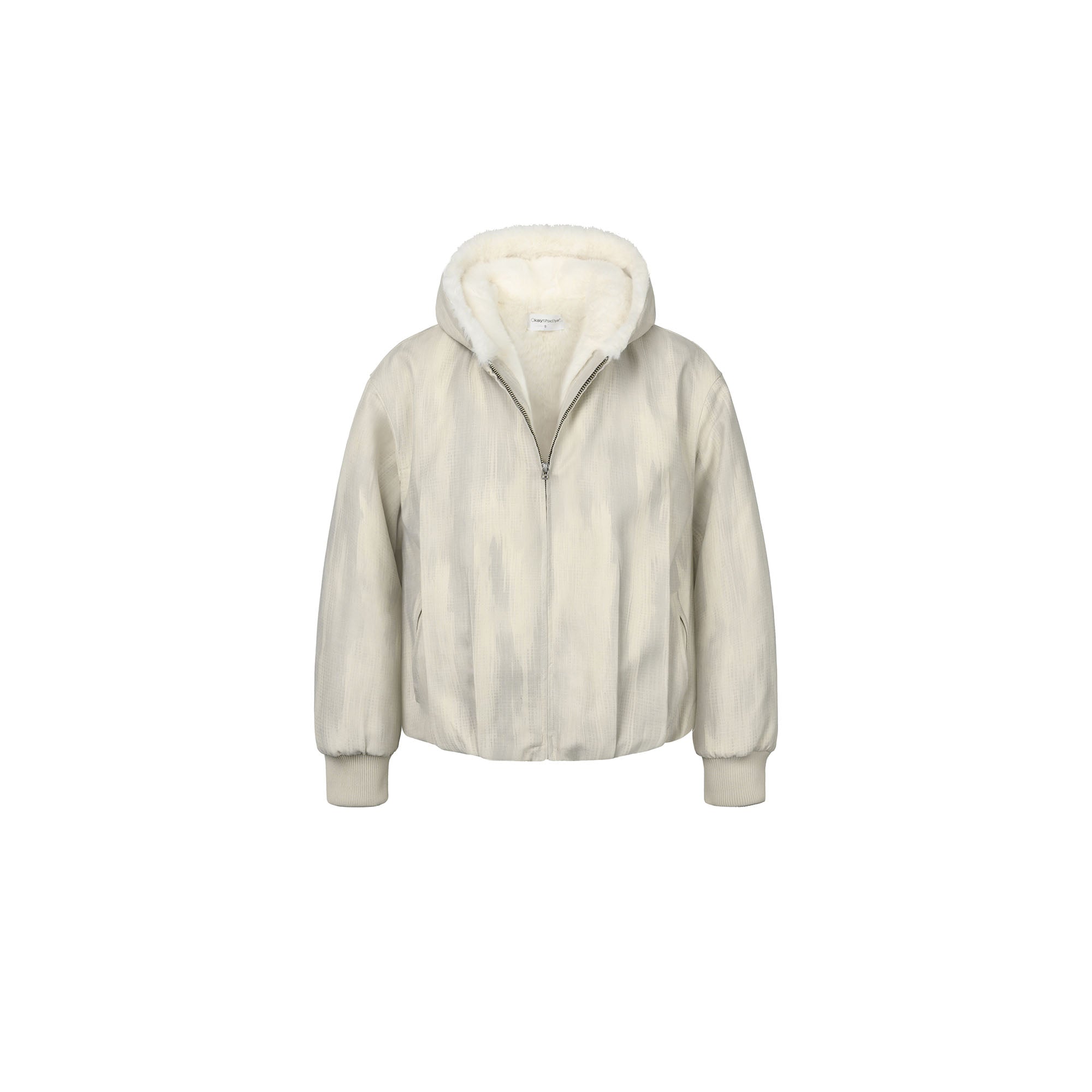 OKAYTHXBYE Faux Mink Lined Hooded Bomber Jacket
